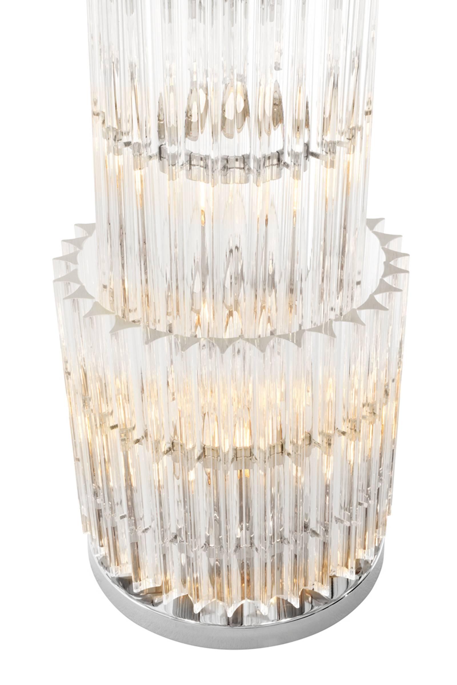 Contemporary Vegas Table Lamp Nickel Finish and Clear or Gold Glass Finish