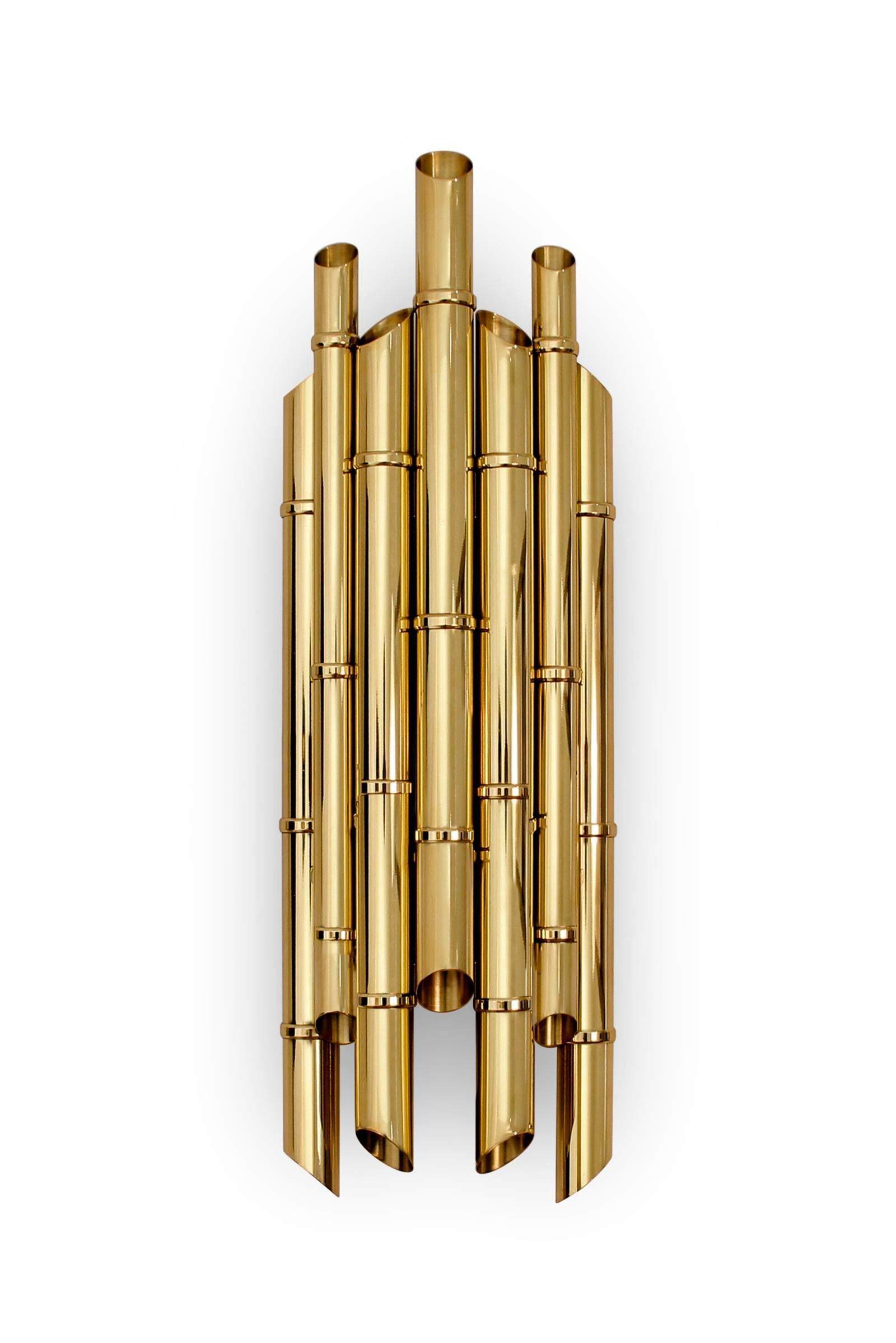 Wall lamp bamboo with all structure 
in solid brass in polished finish.
Also available in Bamboo XL size, on request.