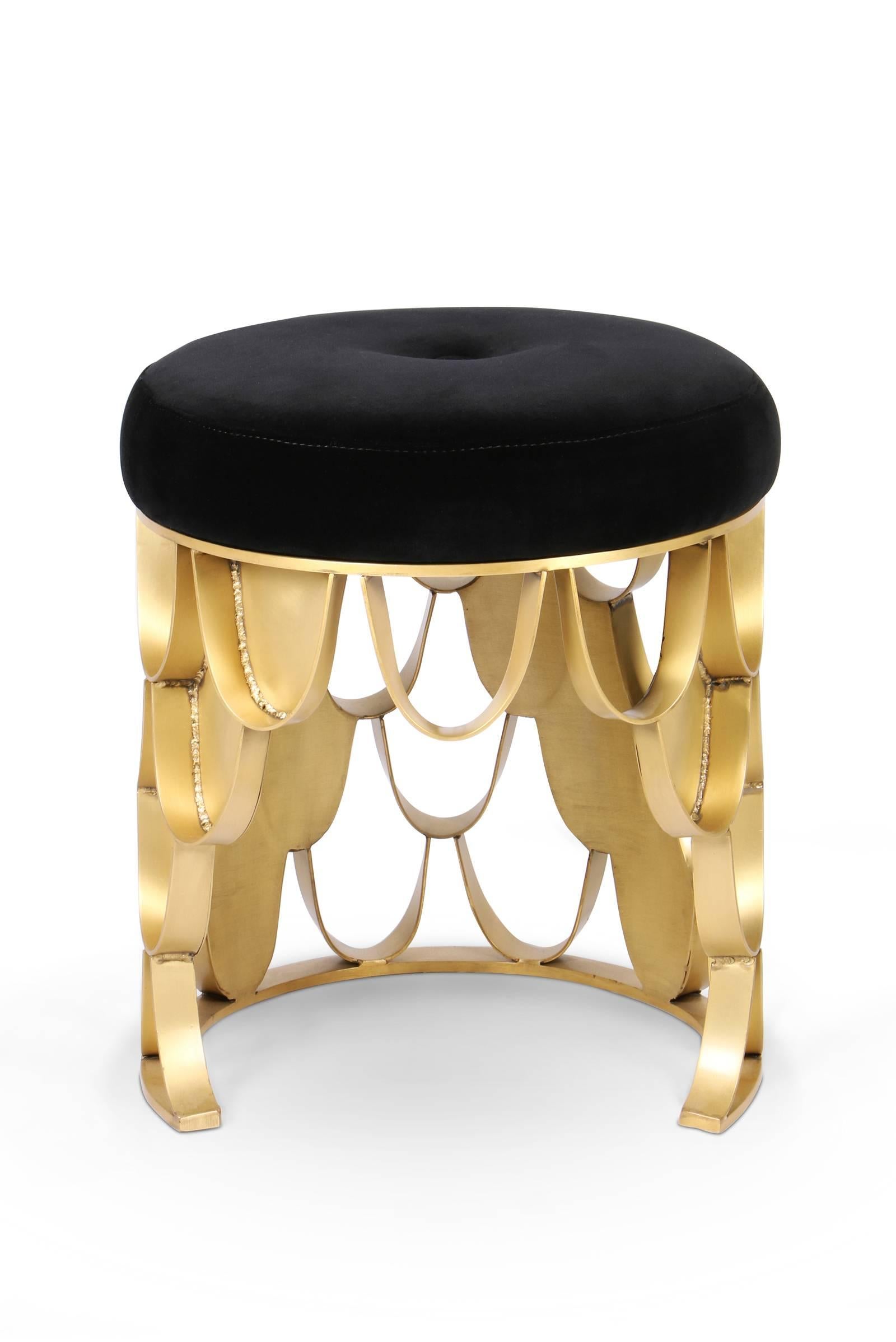 Brossé Tabouret Carpus en laiton vieilli brossé en vente