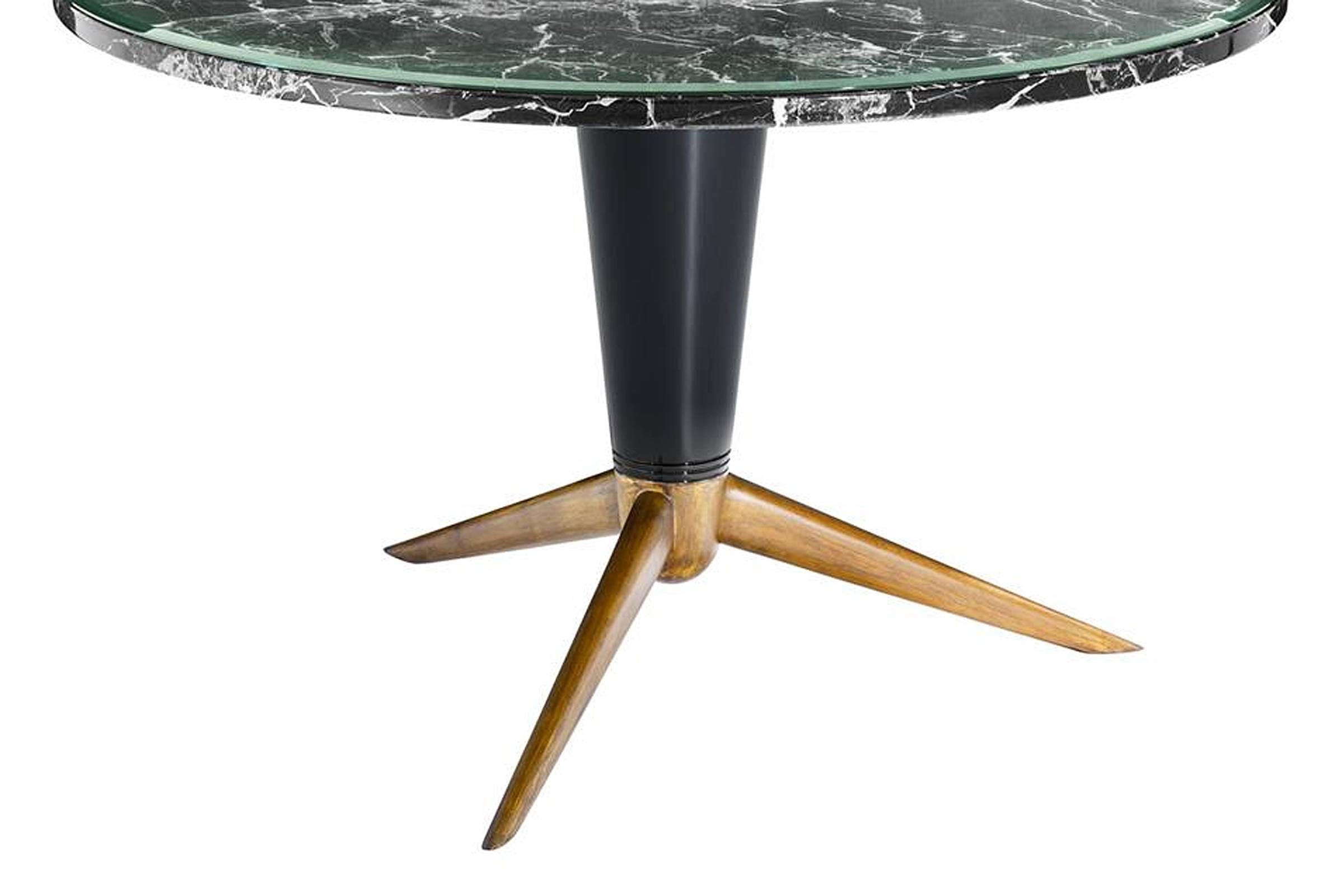 Contemporary Bridget Round Dinning Table with Resin Marble and Bevelled Glass Top