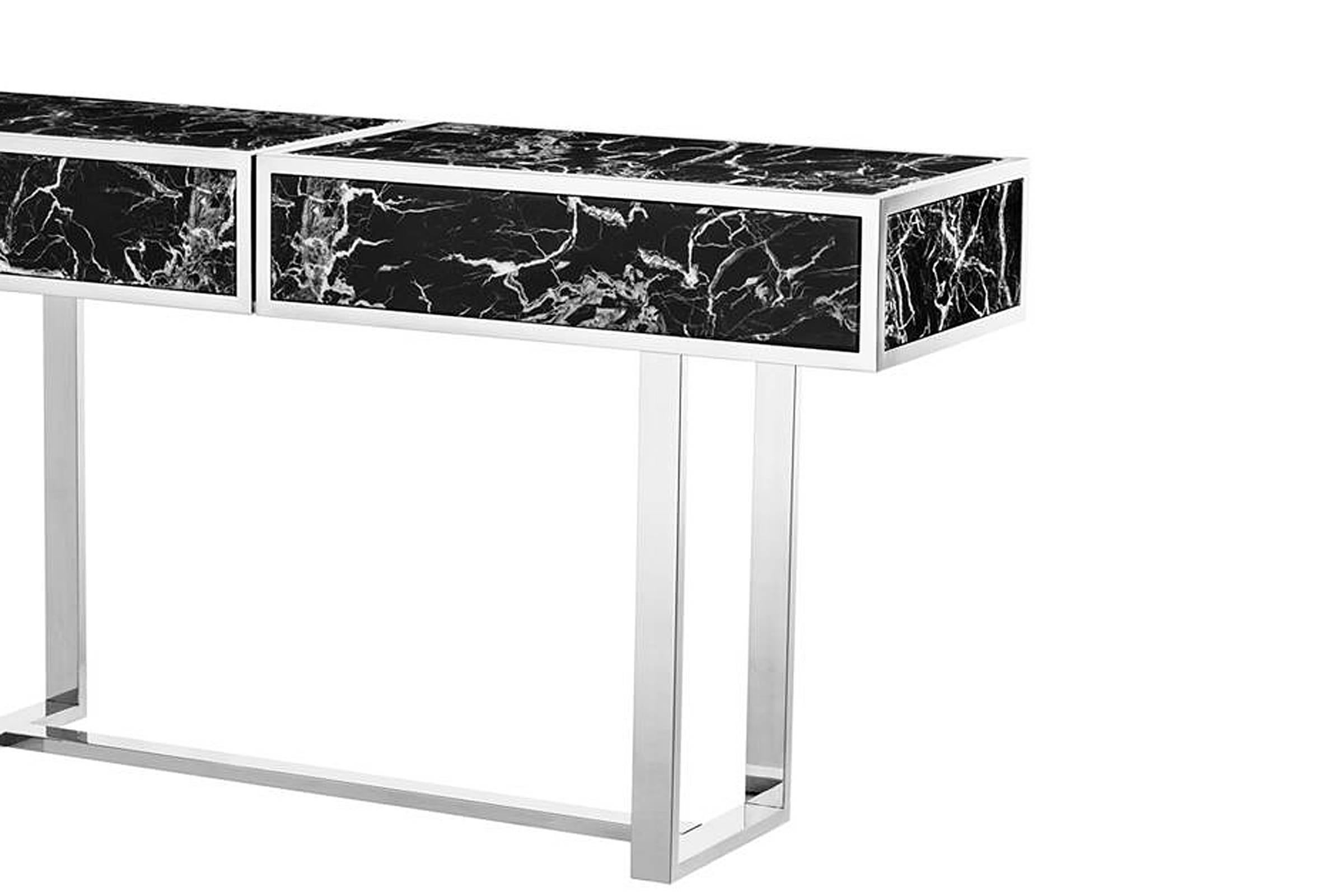 Chinese Dallas Console Table with Resin Marble Top and Stainless Steel Base