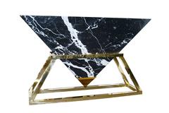 Keops Console Table with Pyramidal Marble Top and Brass Base
