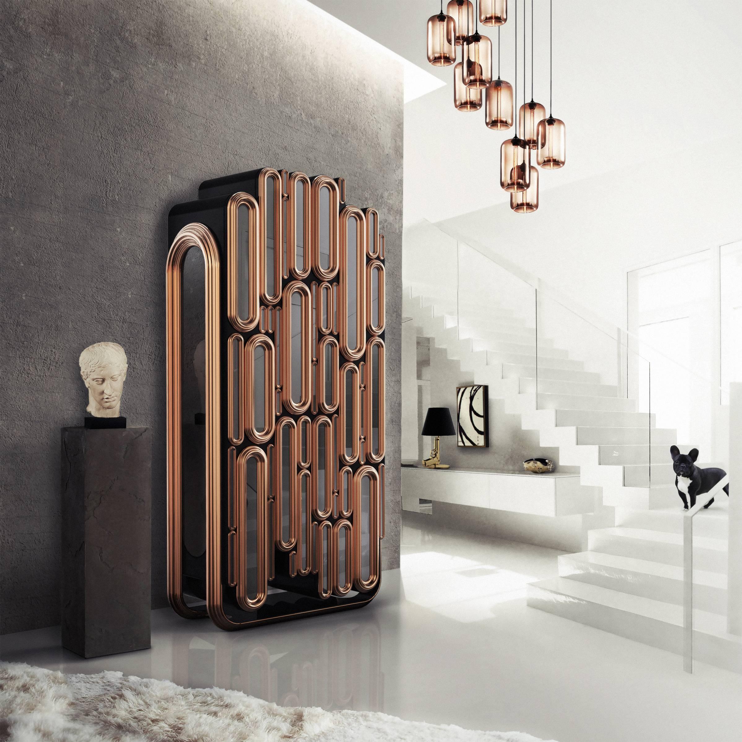 Contemporary Blocks Copper Cabinet For Sale