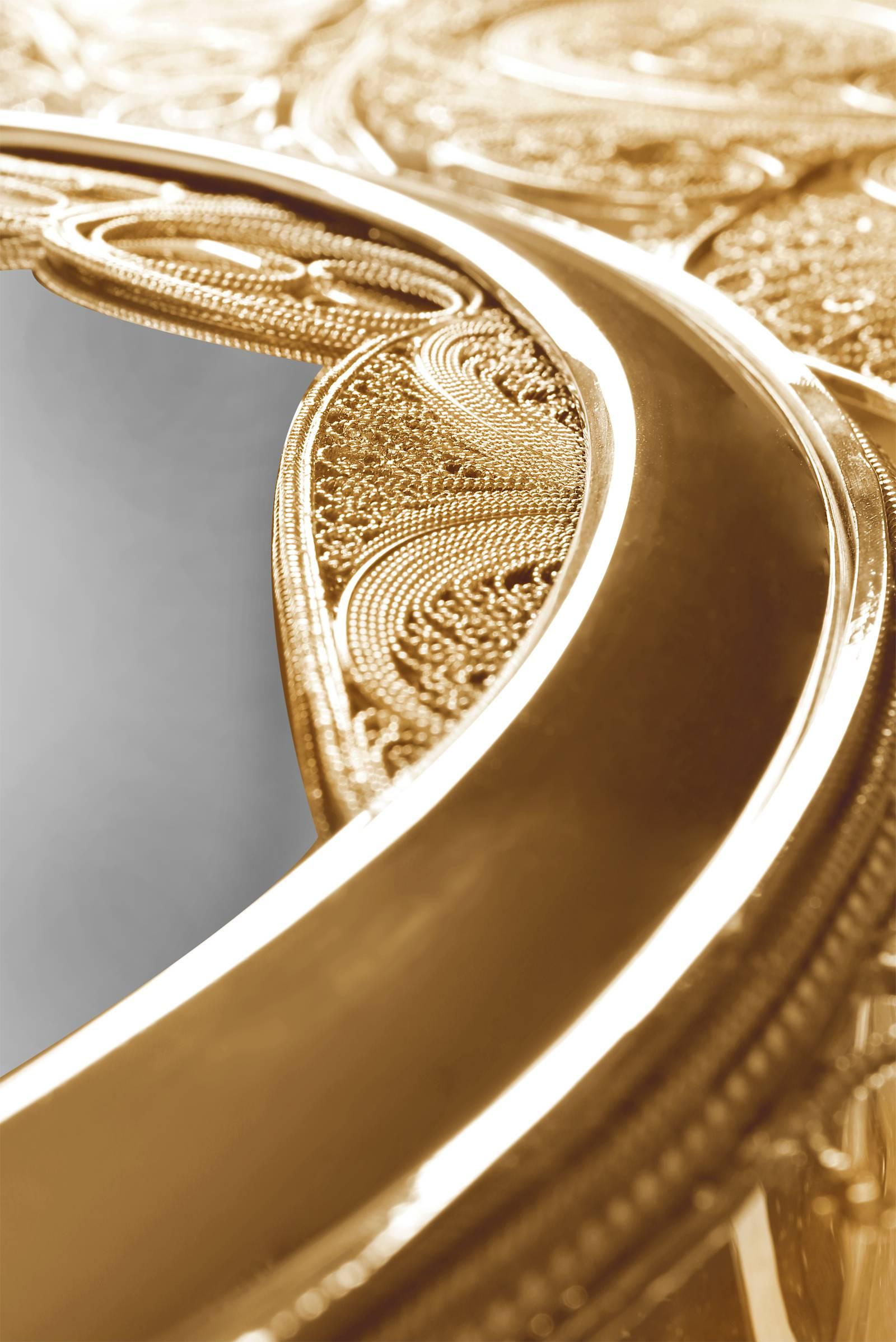 Pilgrim Mirror Brass Cords Gold 18-Karat In New Condition For Sale In Paris, FR