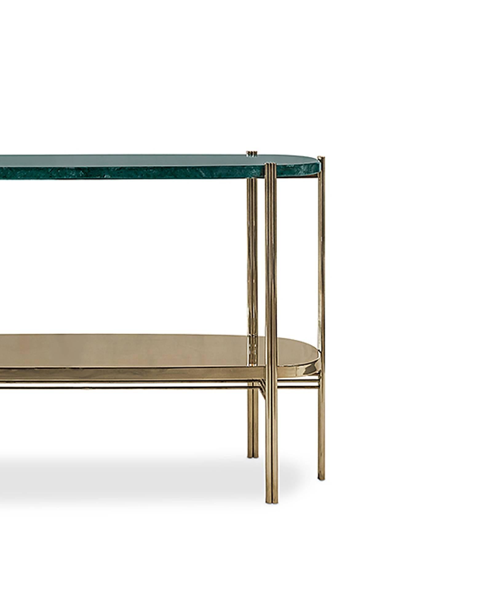 green marble console table