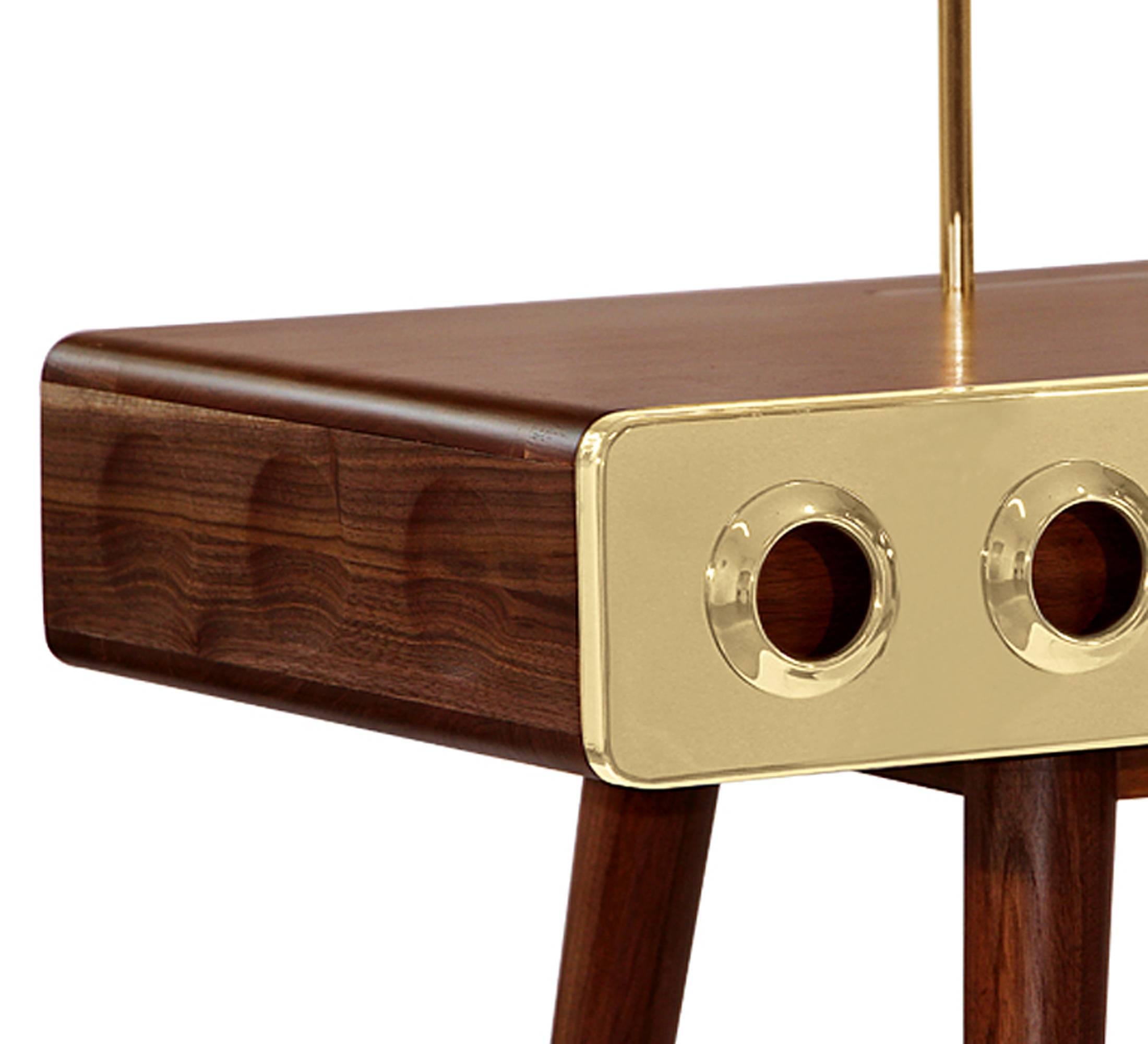 Portuguese Golden Drawers Desk Walnut Wood For Sale