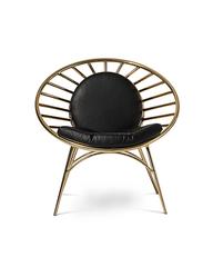 Cosmo Chair with Tubular Brass Structure and Leather Cushions