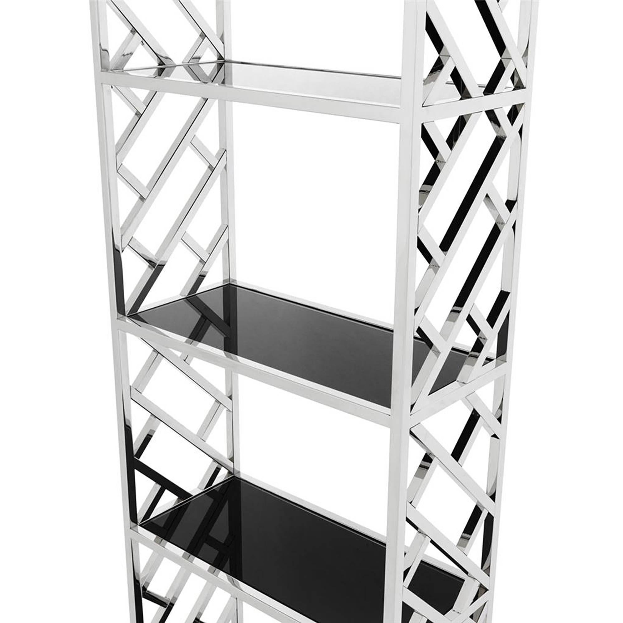 Gold Shelves in Gold Finish and Six Black Glass 1