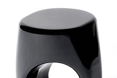 Black Lacquered Stool in Fiberglass and Black Paint