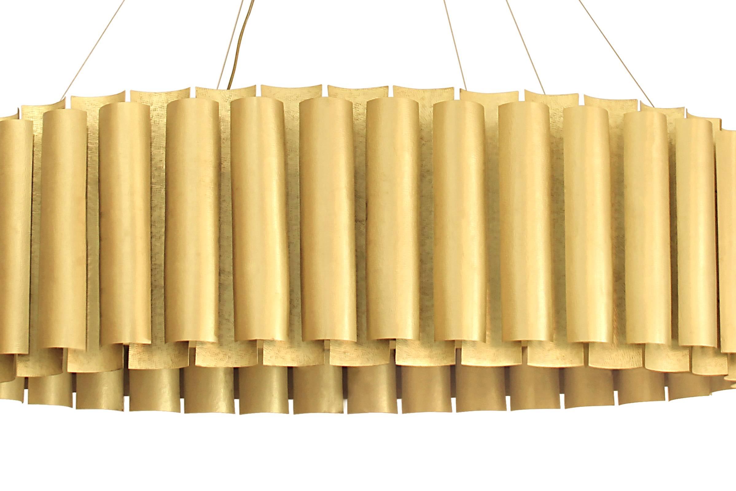 Portuguese Aura Suspension in Hammered Brass For Sale