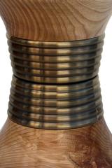 Ring Stool in Tilia Wood and Brushed Brass Rings