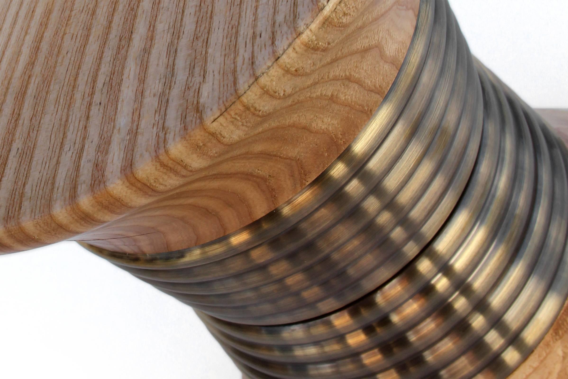 Ring Stool in Tilia Wood and Brushed Brass Rings In New Condition For Sale In Paris, FR