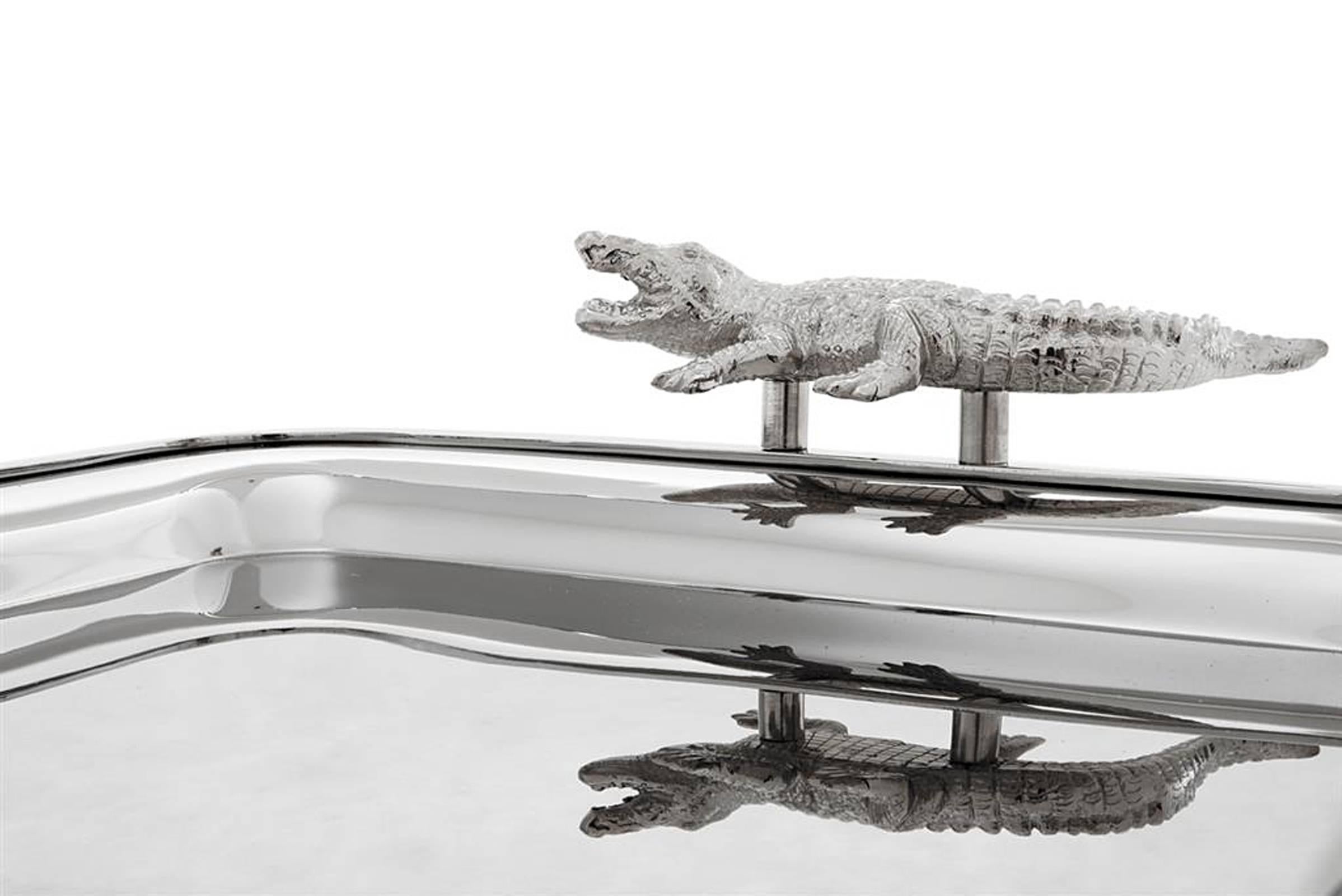 Cayman Tray in Polished Stainless Steel and Nickel 1