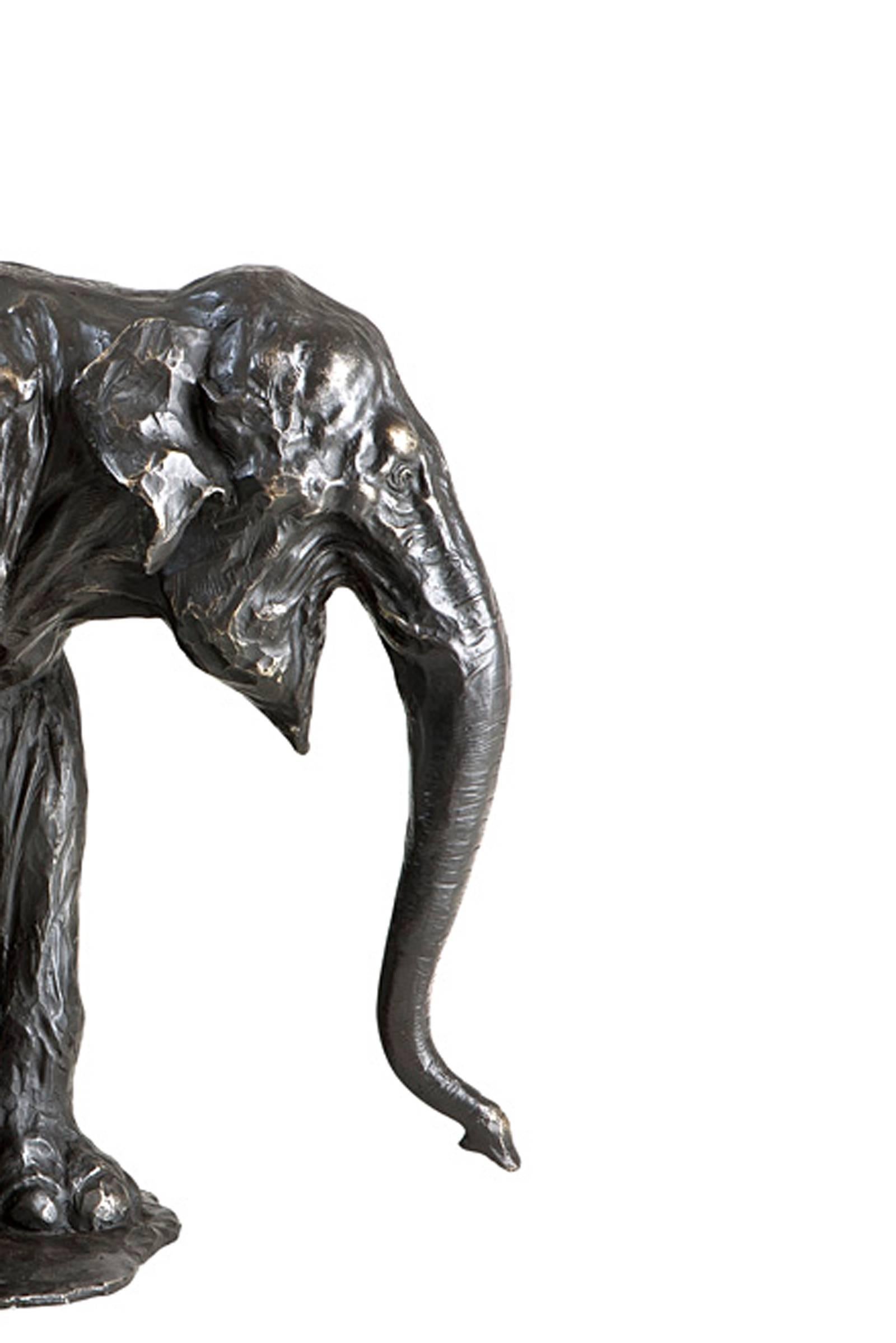 Contemporary Elephant Sculpture in Solid Bronze Patina