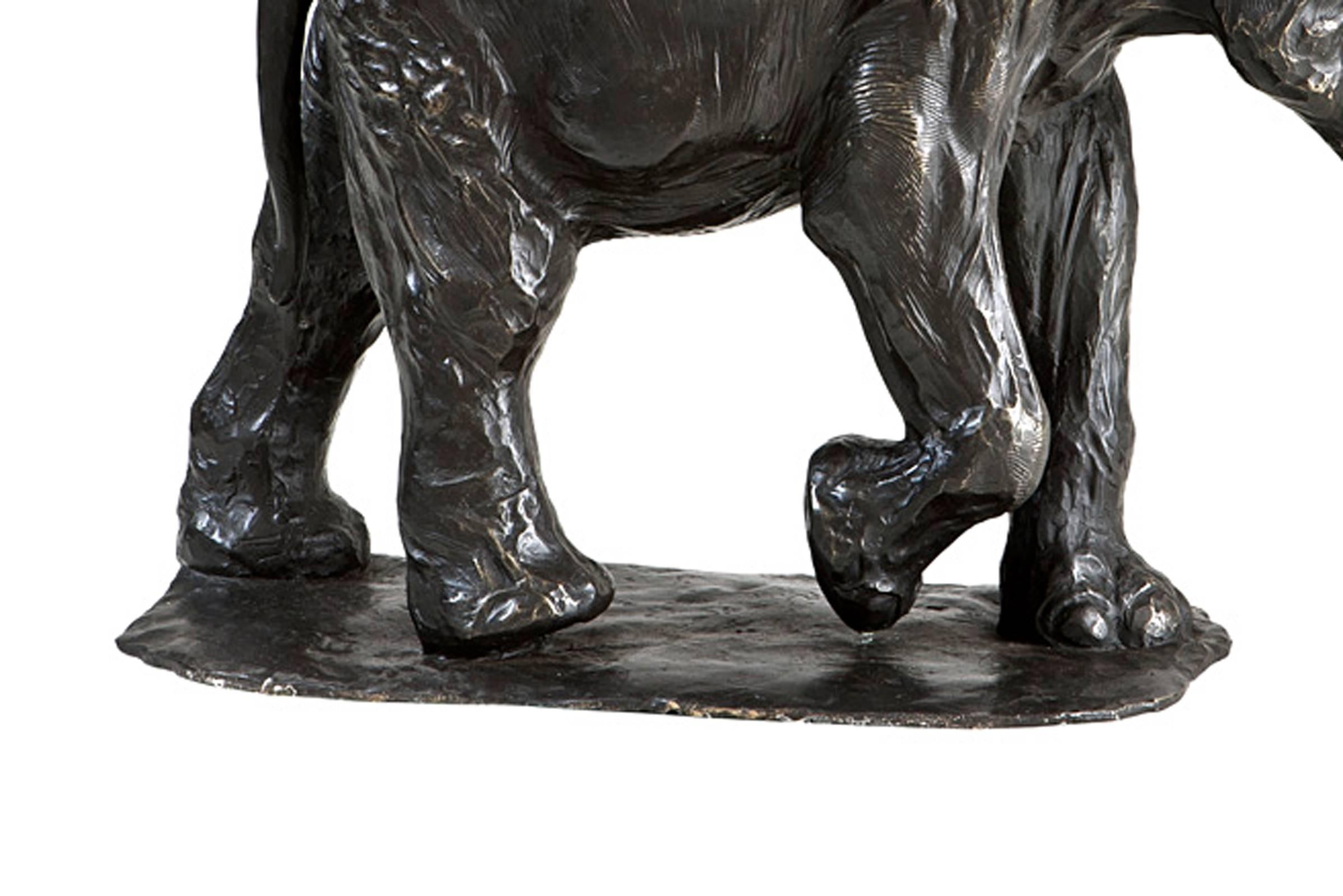 Patinated Elephant Sculpture in Solid Bronze Patina