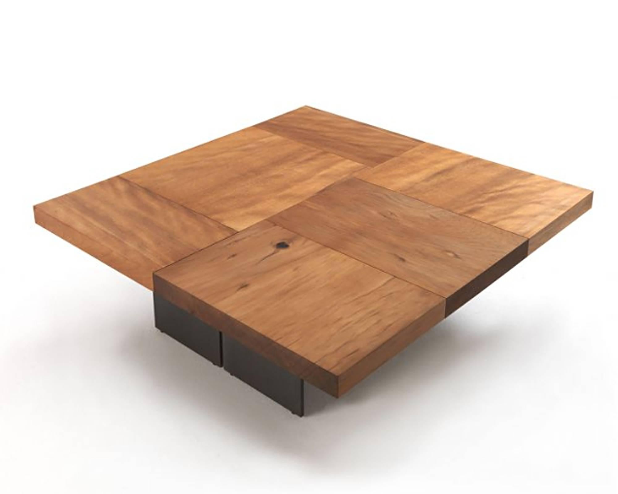 Coffee table Kauri wood in hand-crafted solid natural
kauri wood. High quality treated wood with base in
natural raw iron. Elegant wooden piece.
Available on request in:
L100xD100xH40cm, price: 9900,00€.
L120xD90xH40cm, price: