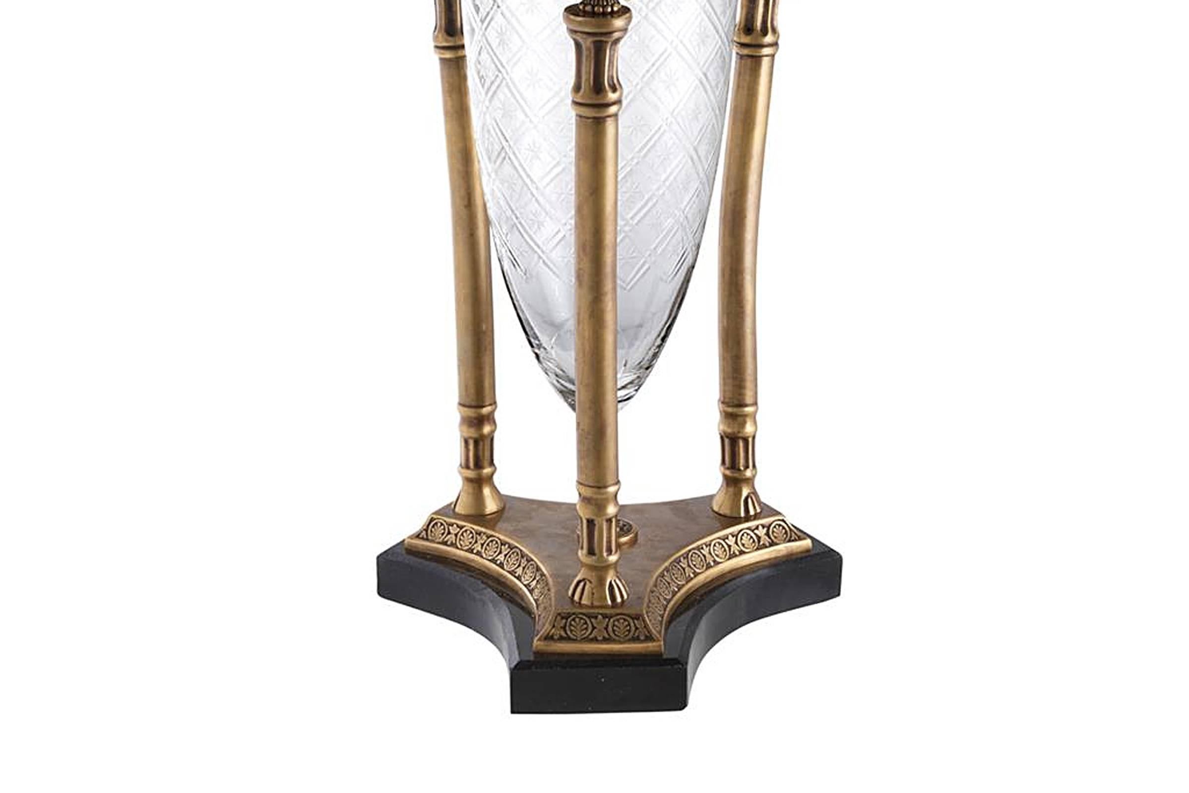 brass and glass vase