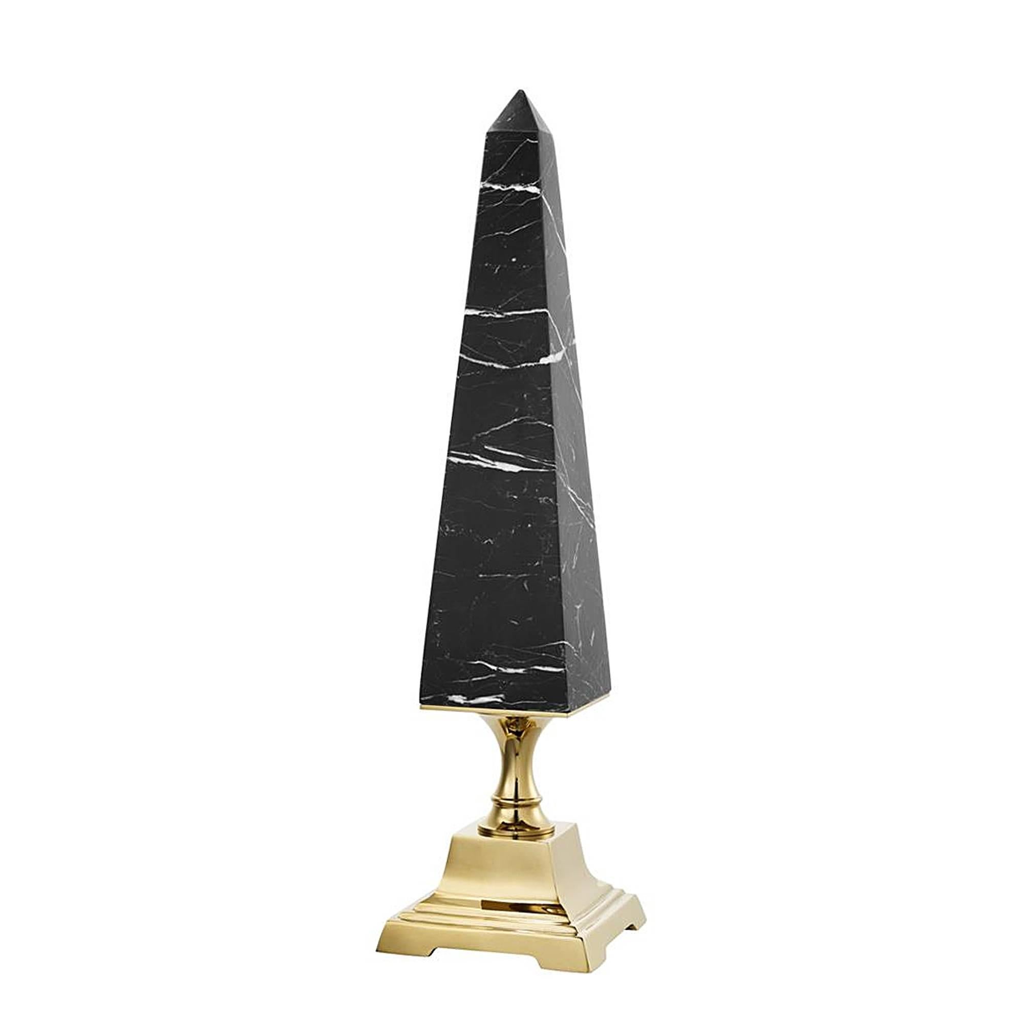 Phoenix Obelisk in Black Marble and Gold Finish