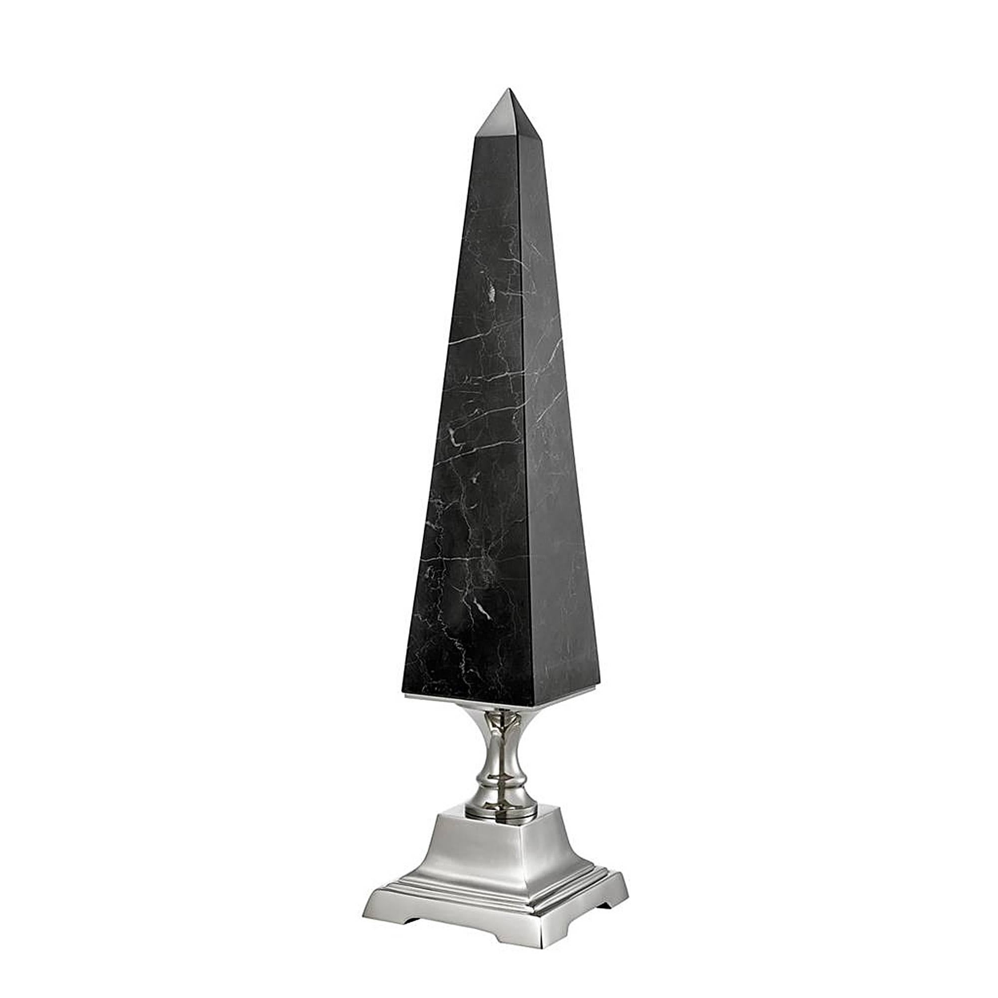 Chinese Phoenix Obelisk in Black Marble and Gold Finish