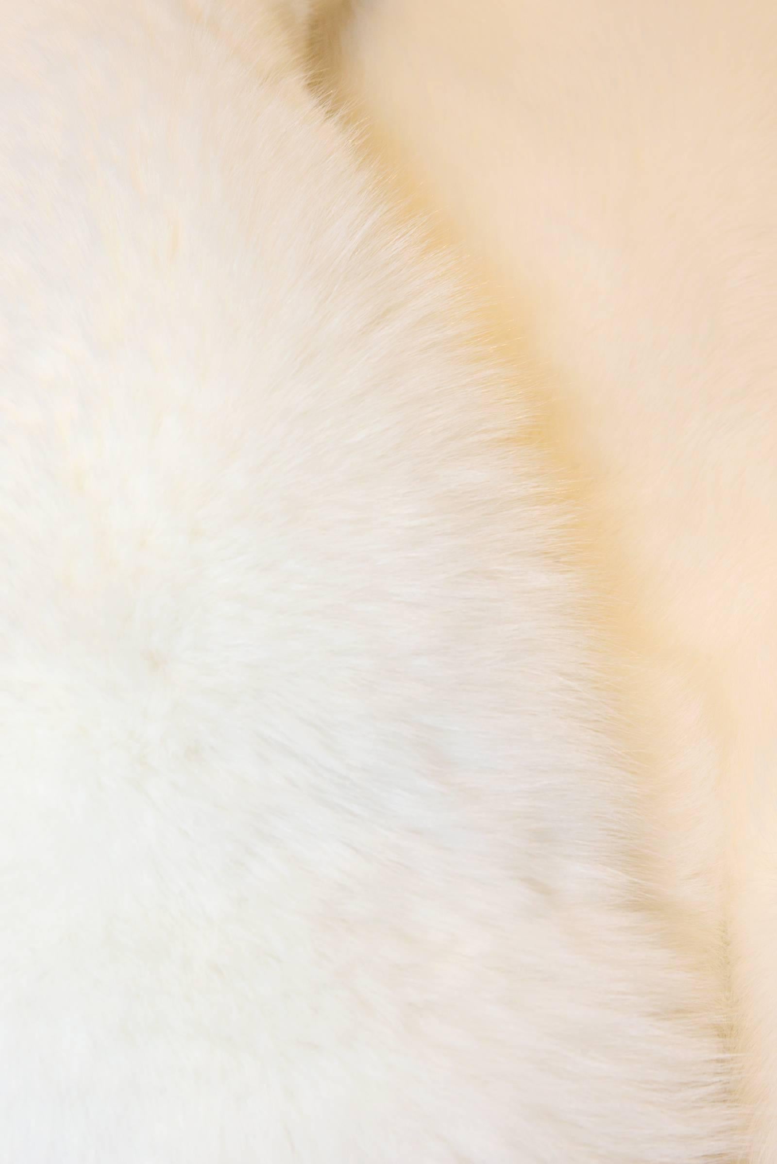 Contemporary Pure White Scandinavian Fox Fur Plaid with Cashemire