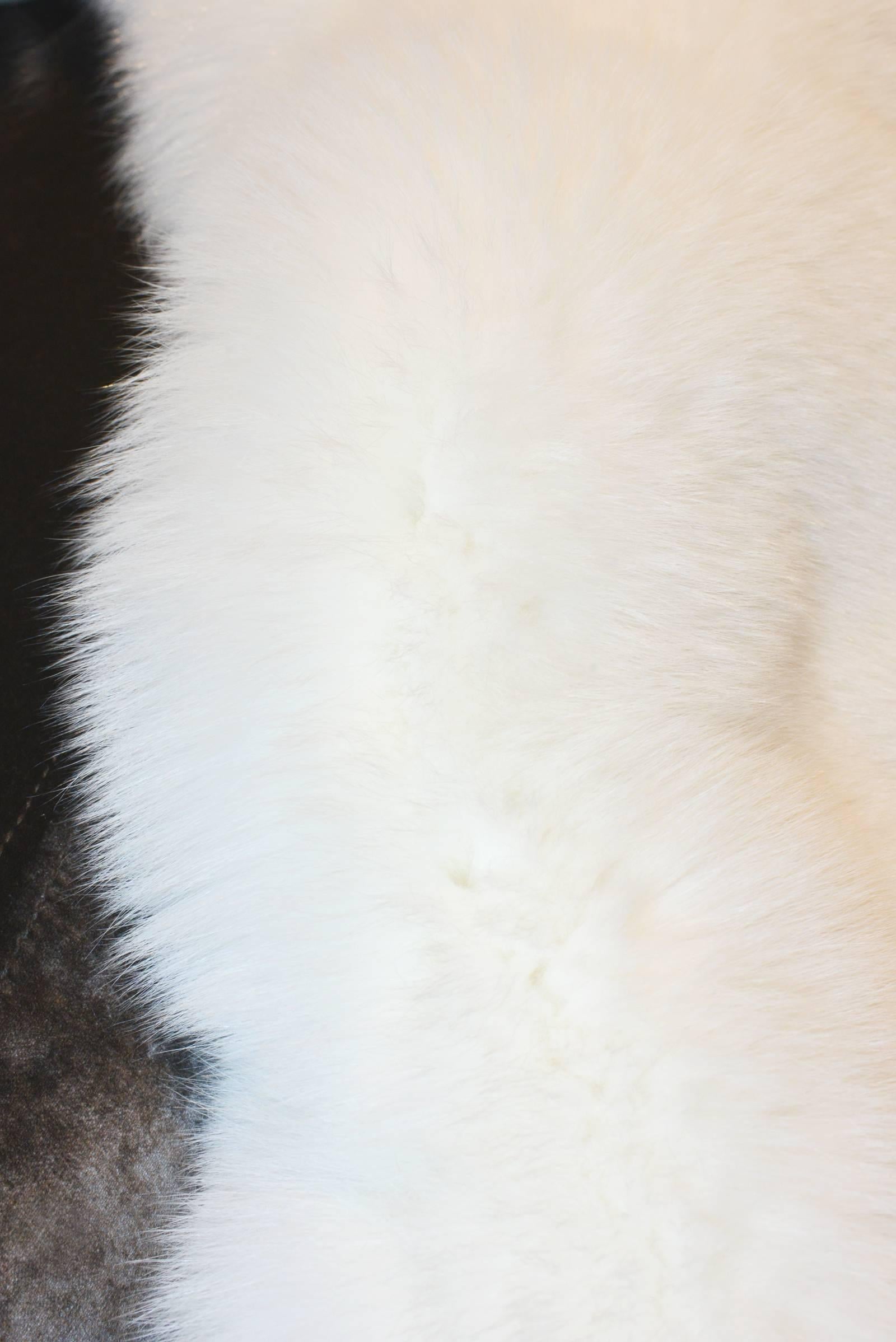 Pure White Scandinavian Fox Fur Plaid with Cashemire 1