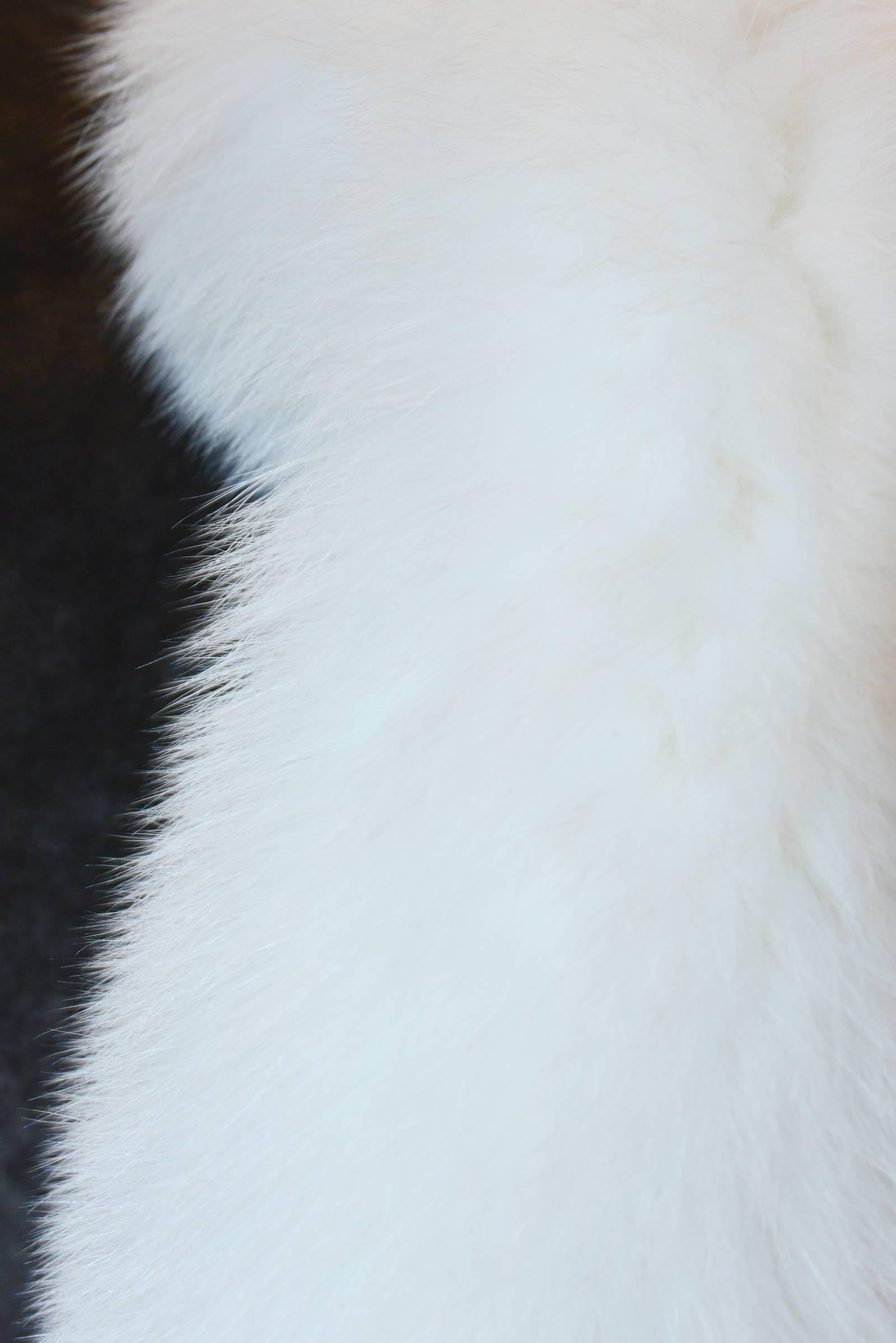 Pure White Scandinavian Fox Fur Plaid with Cashemire 2