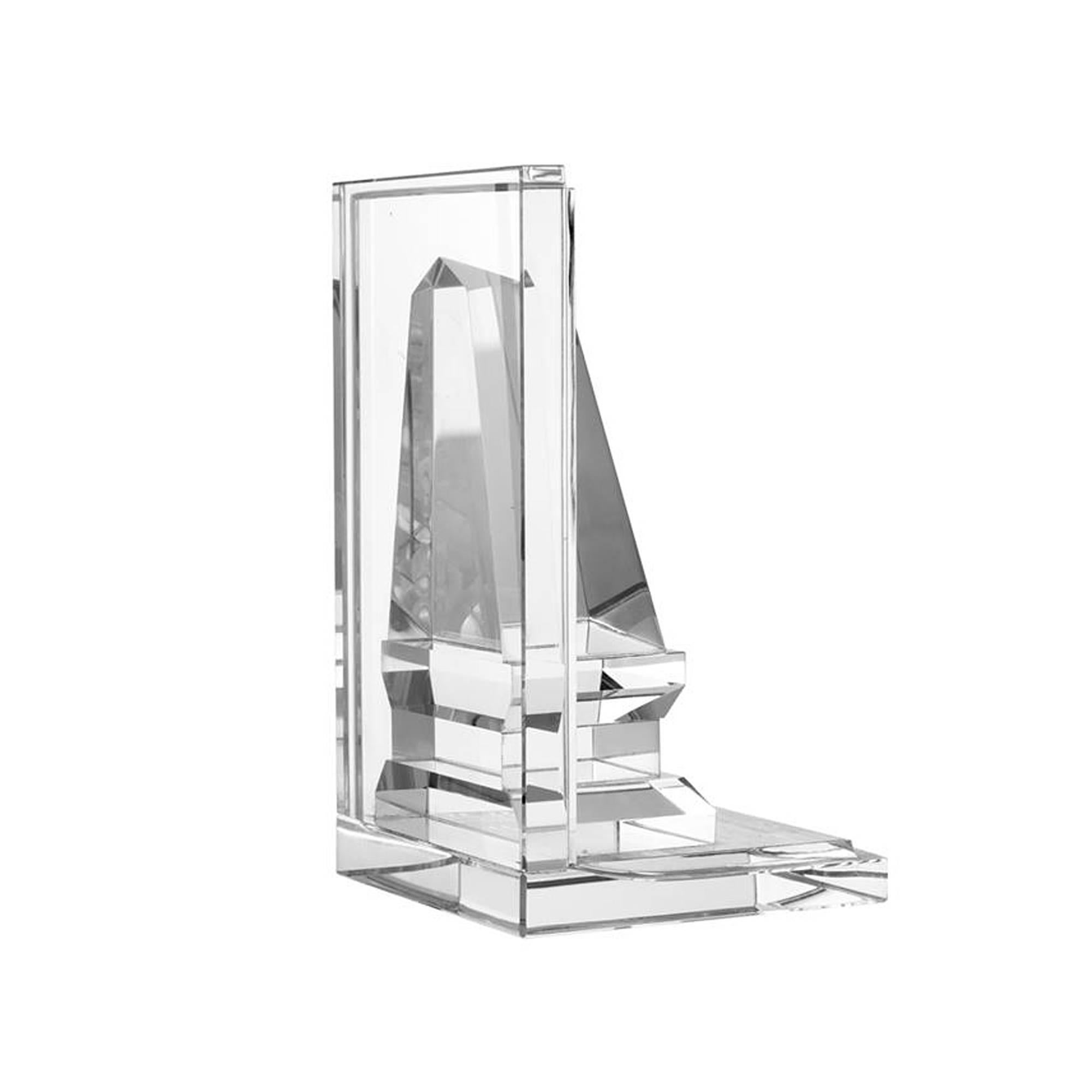 Obelisks Bookend, Set of Two in Strong Crystal Glass In Excellent Condition In Paris, FR