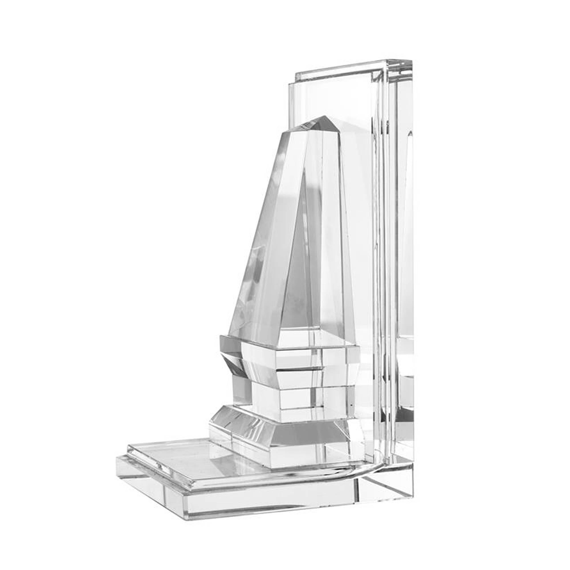 Dutch Obelisks Bookend, Set of Two in Strong Crystal Glass
