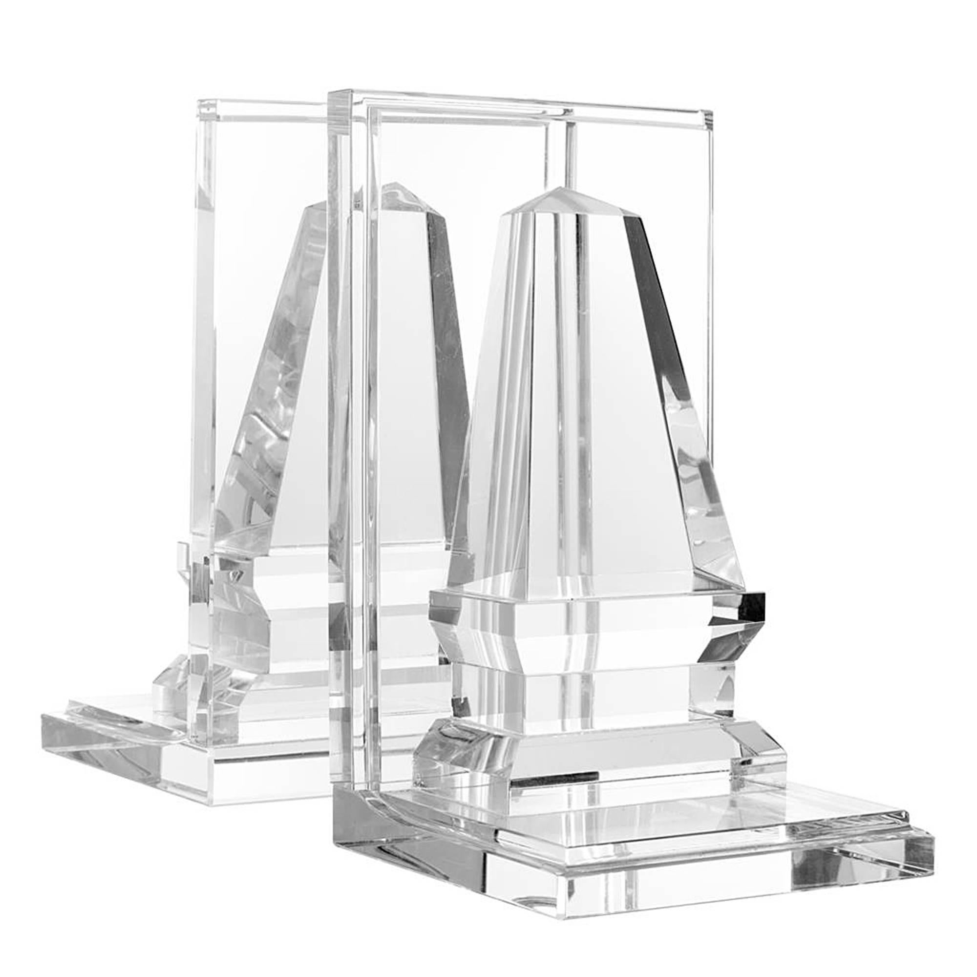 Obelisks Bookend, Set of Two in Strong Crystal Glass 2
