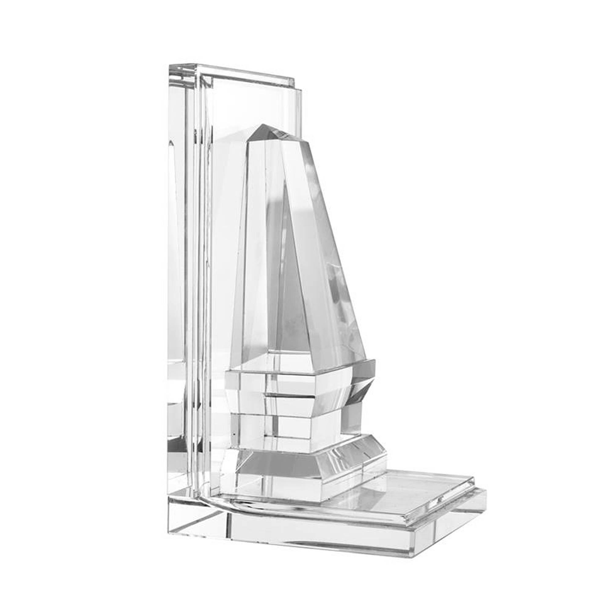 Obelisks Bookend, Set of Two in Strong Crystal Glass 1