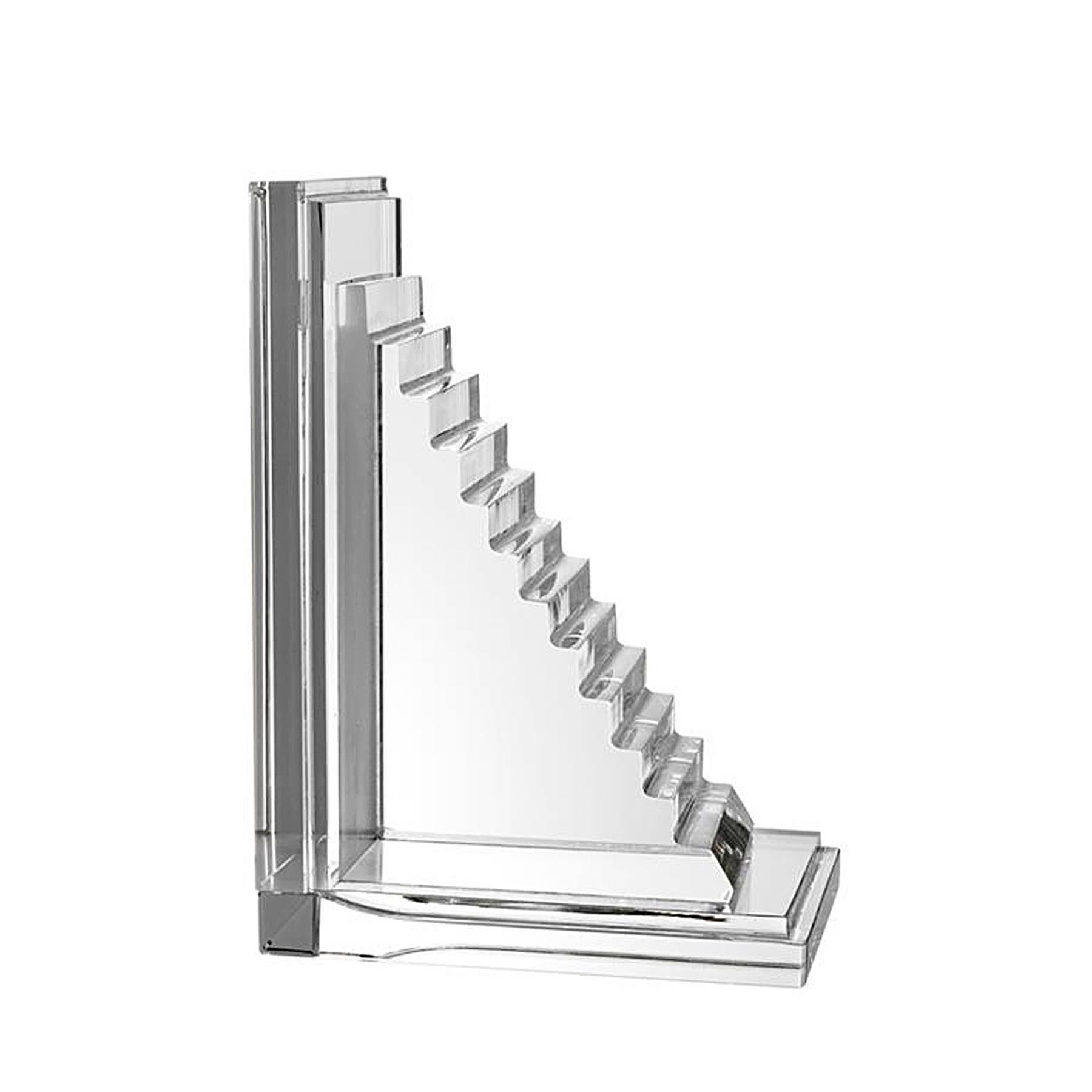 Contemporary Stairs Book End Set of Two in Crystal Glass
