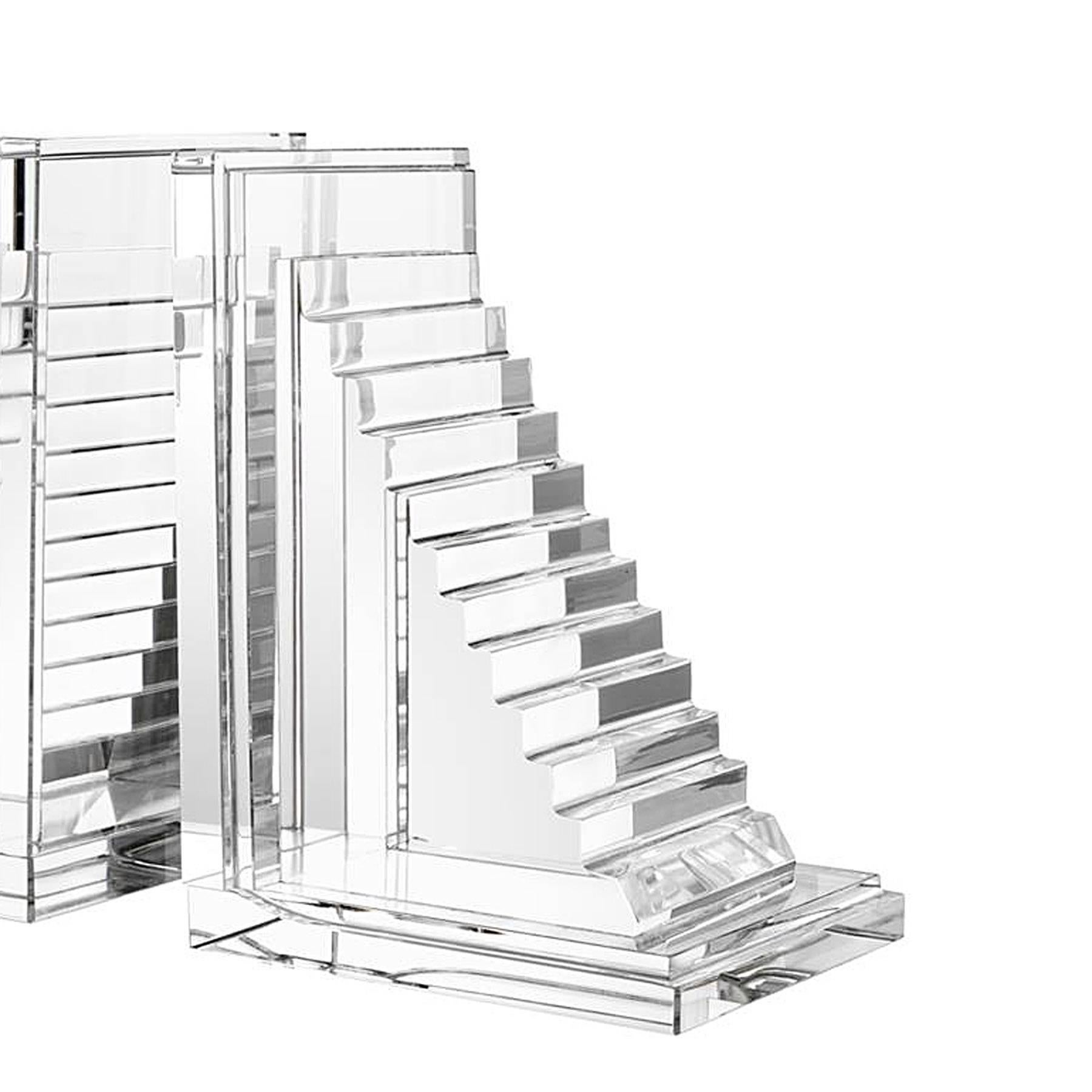 Stairs Book End Set of Two in Crystal Glass 1