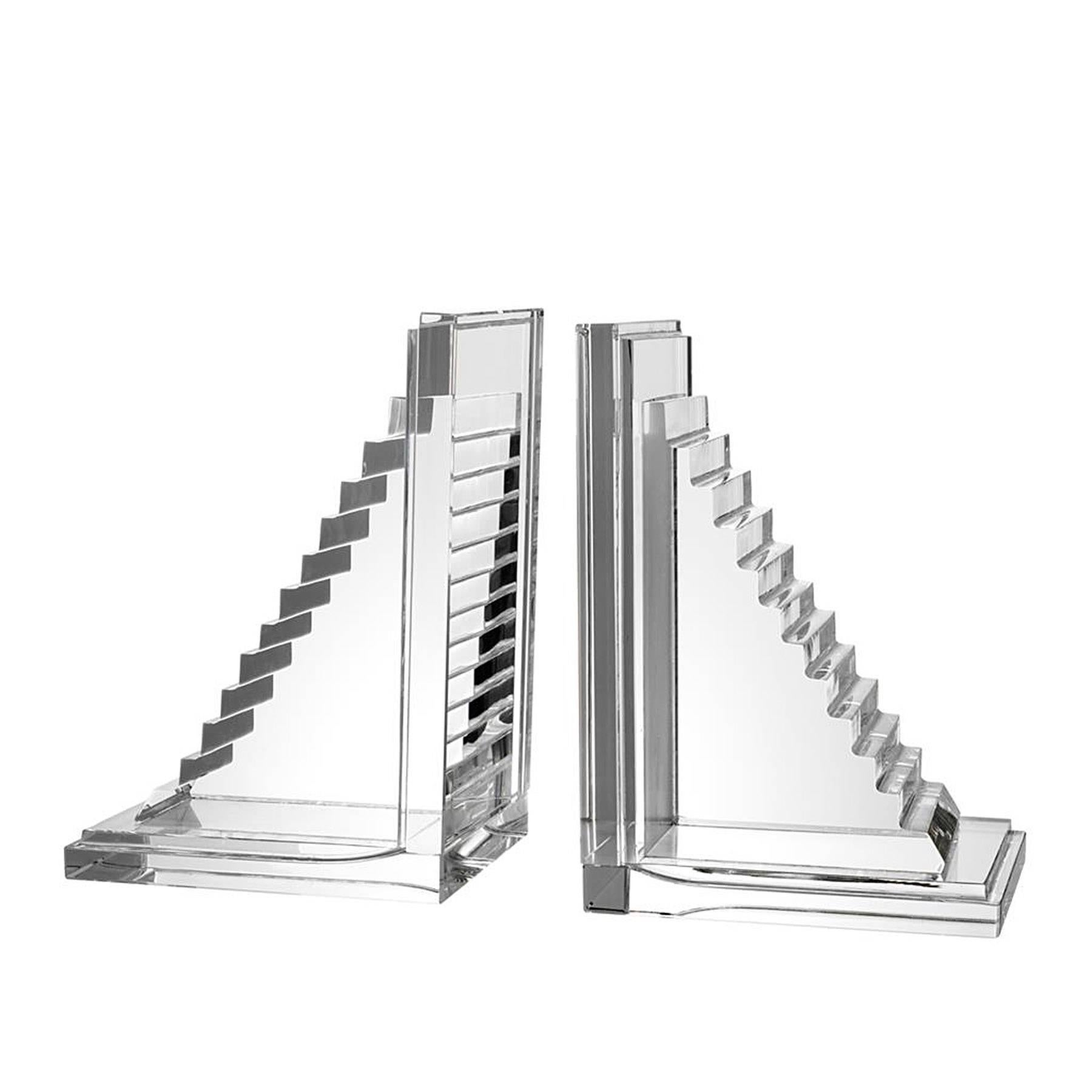 Dutch Stairs Book End Set of Two in Crystal Glass