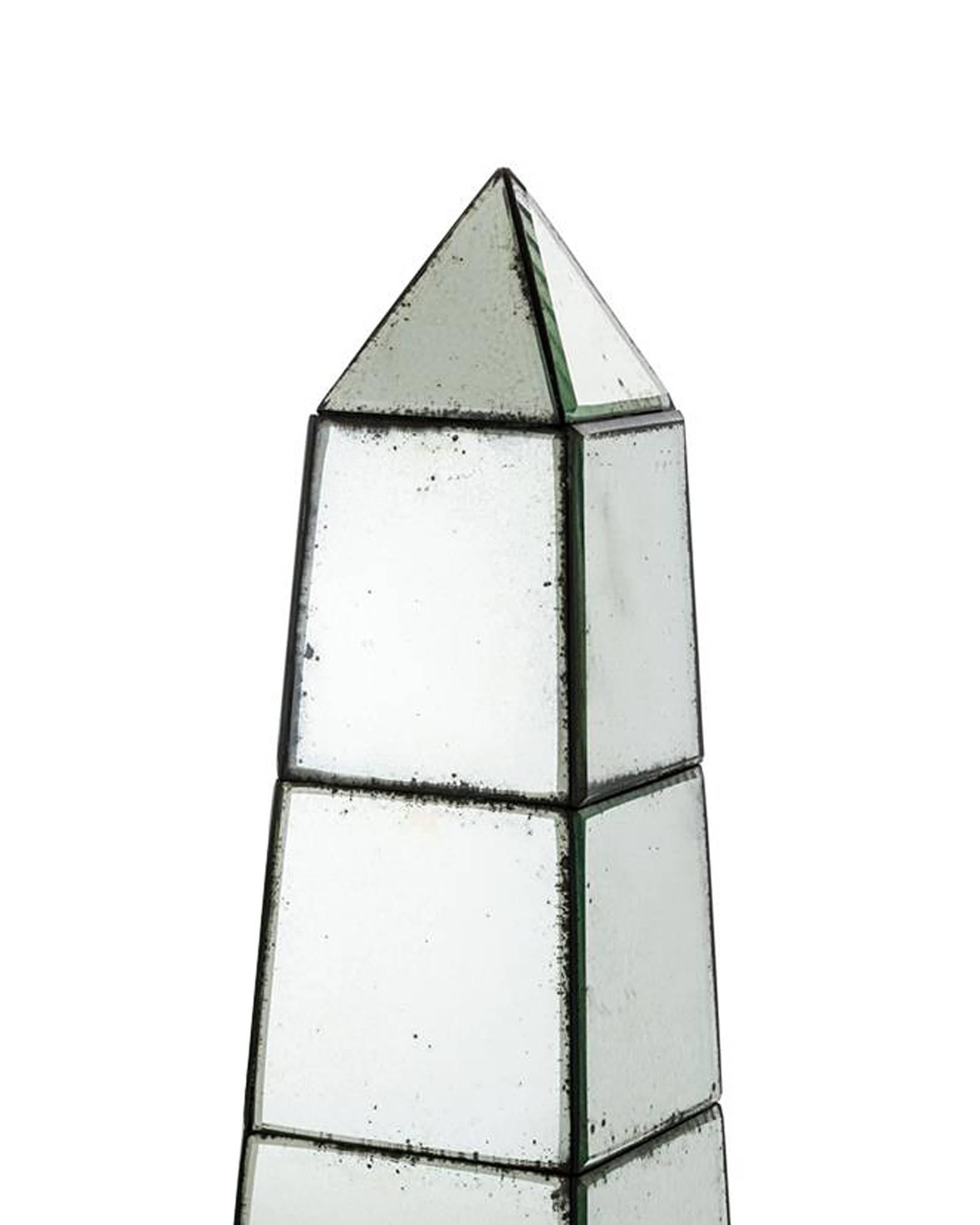 Indonesian Cairo Obelisk Set of Two in Antique Mirror Glass