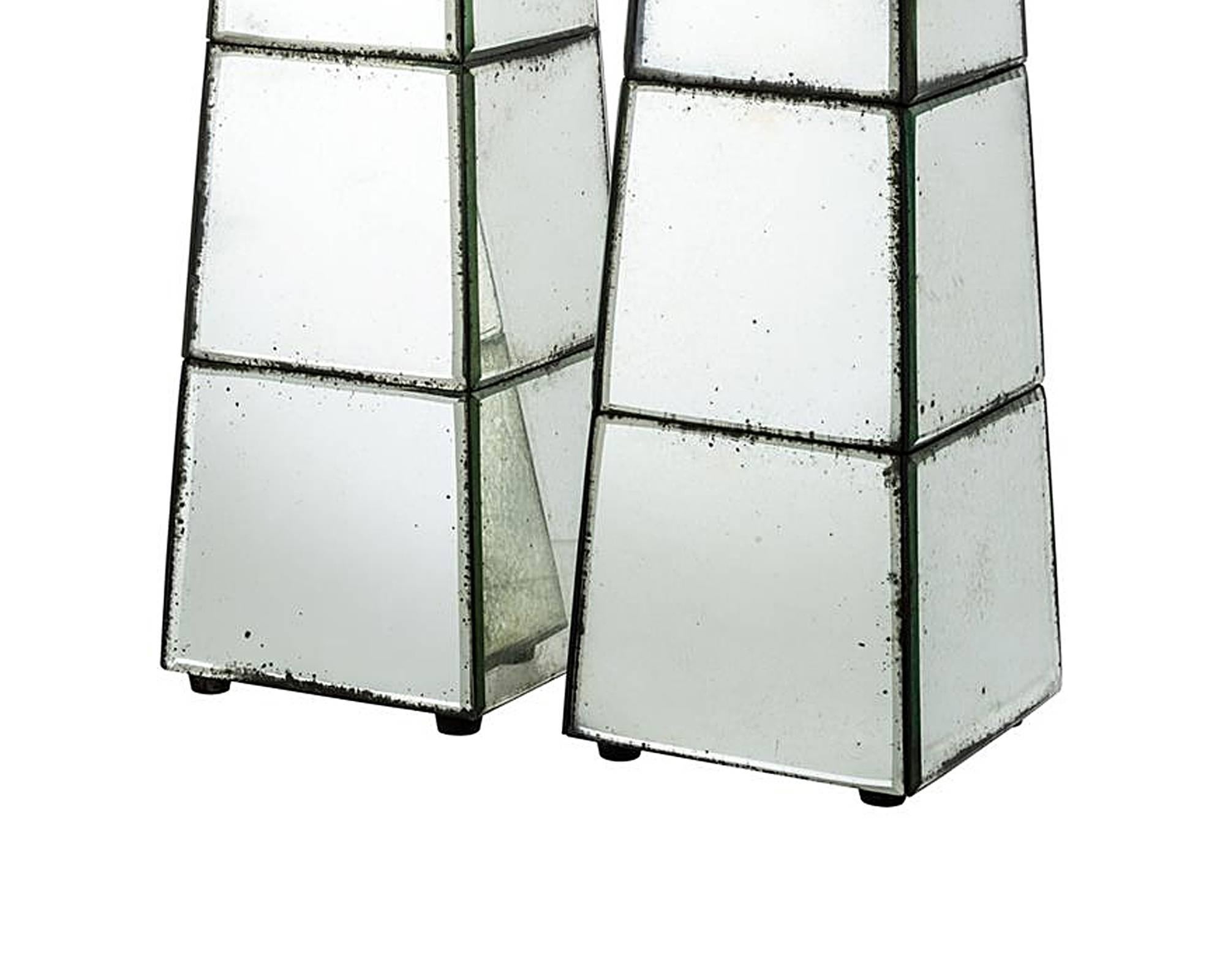 Cairo Obelisk Set of Two in Antique Mirror Glass 1
