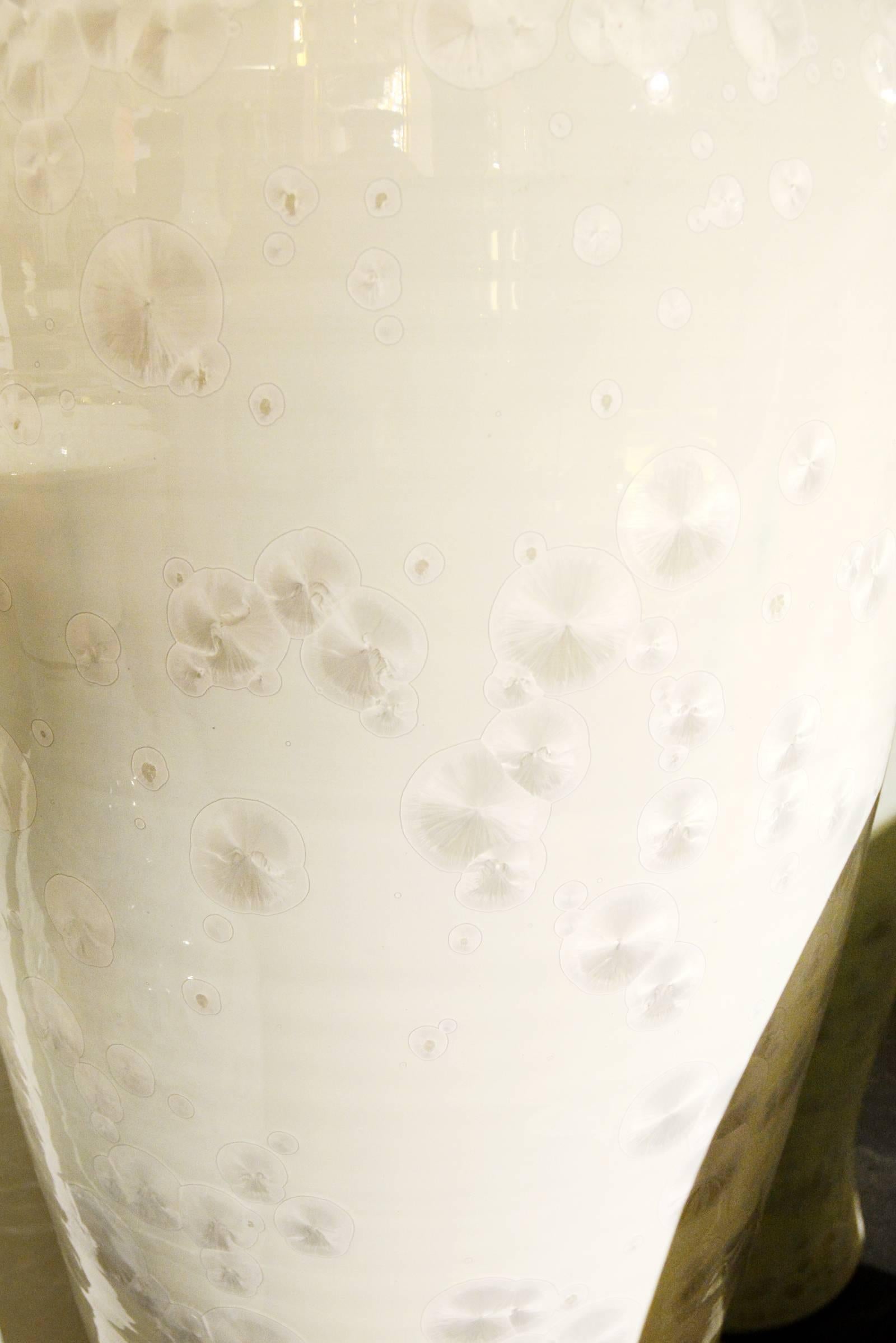 Lacquered Nacre White XL Vase in Ceramic For Sale