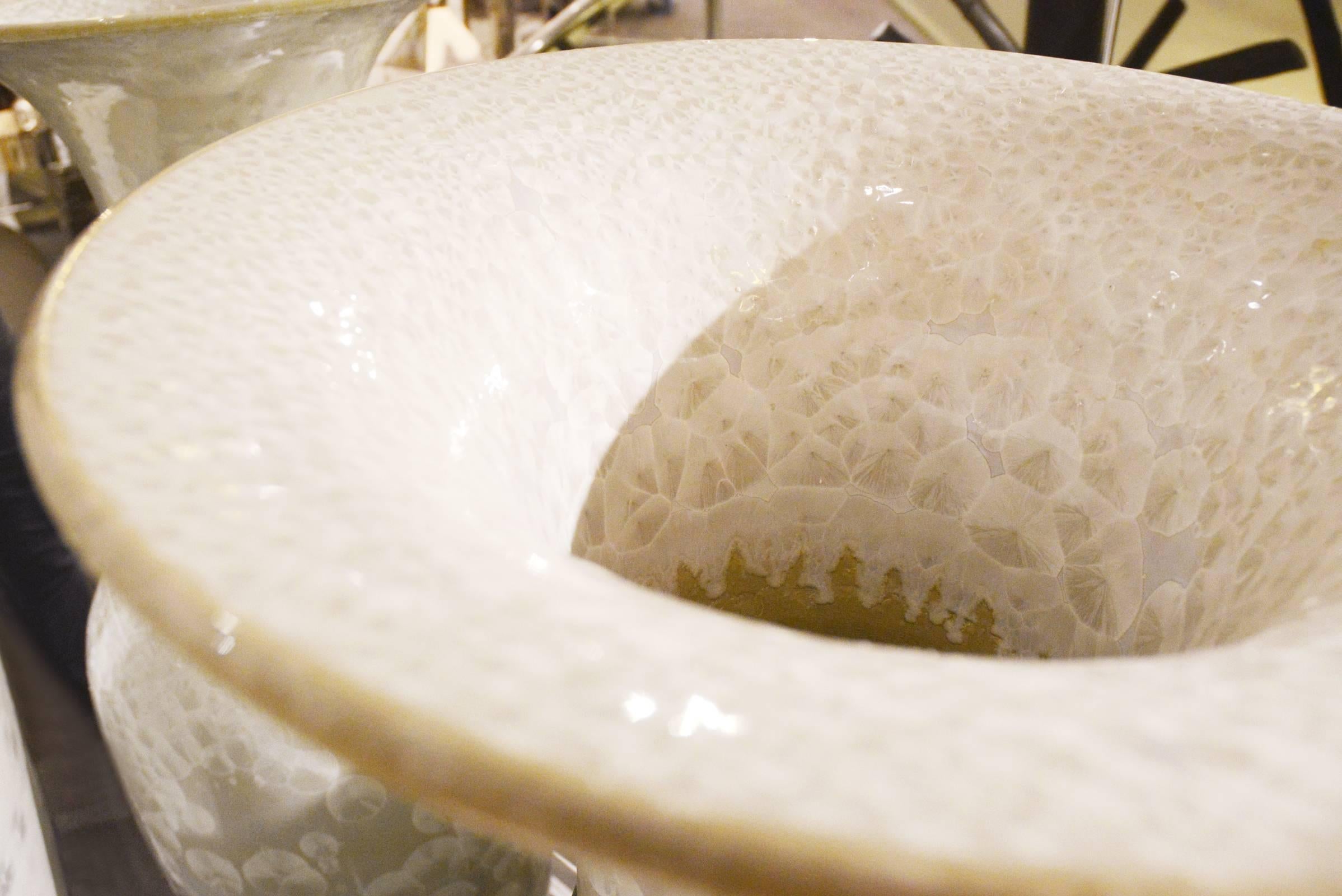 Contemporary Nacre White XL Vase in Ceramic For Sale