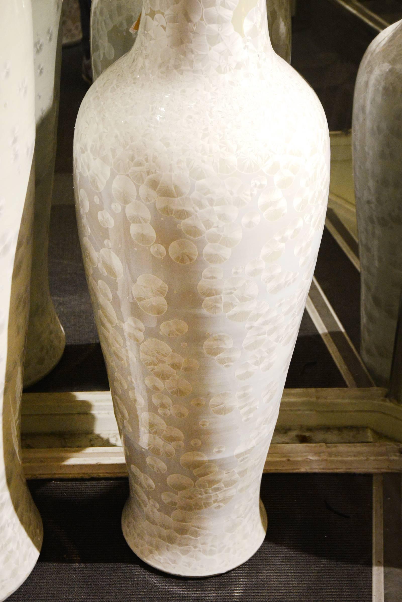 Indonesian Nacre White XL Vase in Ceramic For Sale