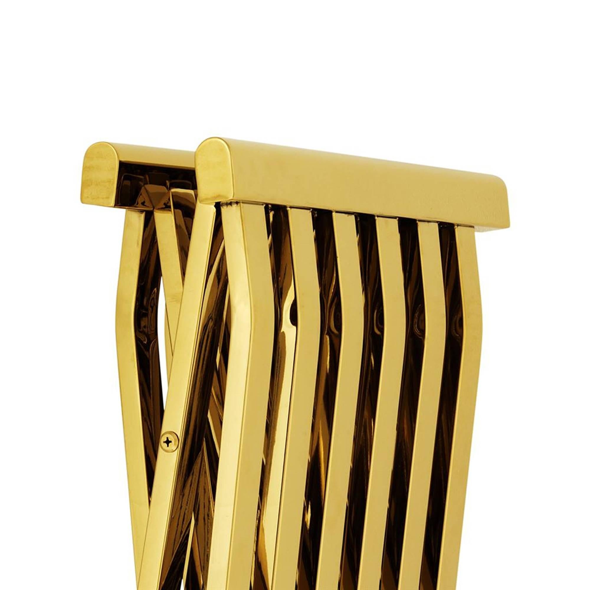 Polished Cesar Chair Foldable Gold Finish Stainless Steel