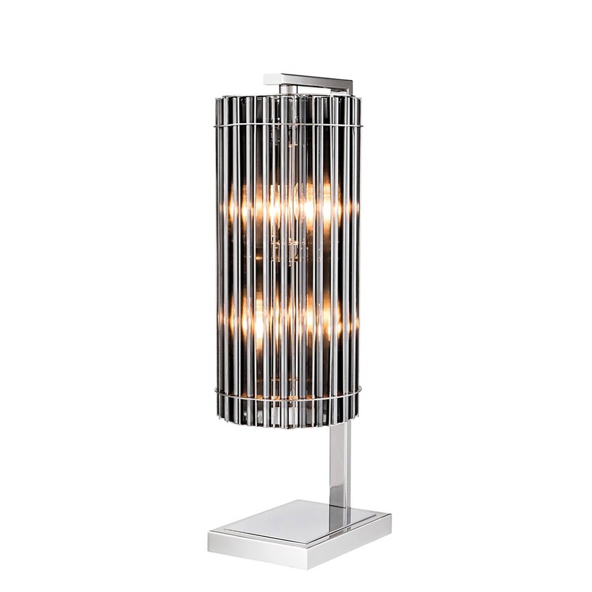Contemporary Claudia Table Lamp in Nickel Gold Finish and Glass