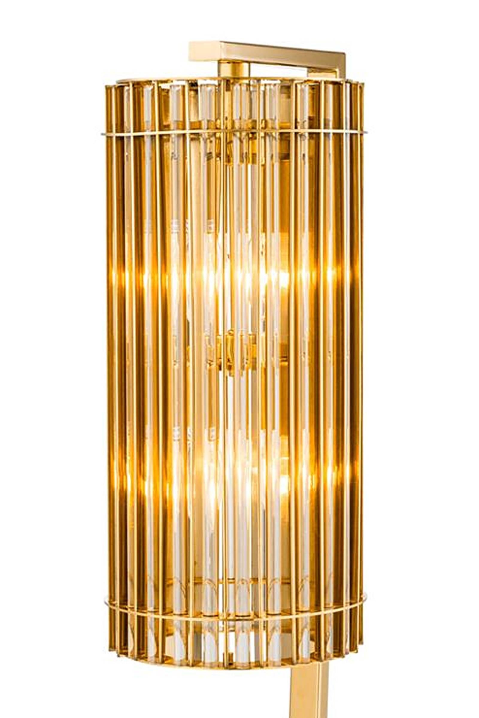 Dutch Claudia Table Lamp in Nickel Gold Finish and Glass