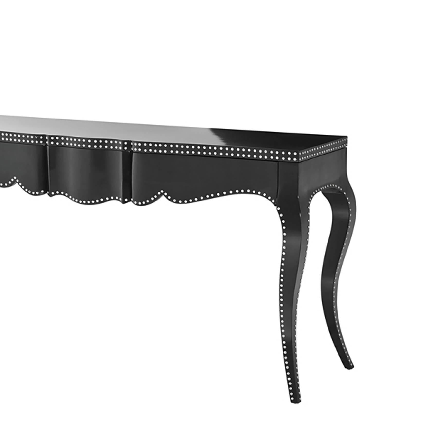 Contemporary Talia Console Table in Black Lacquered Mahogany Wood