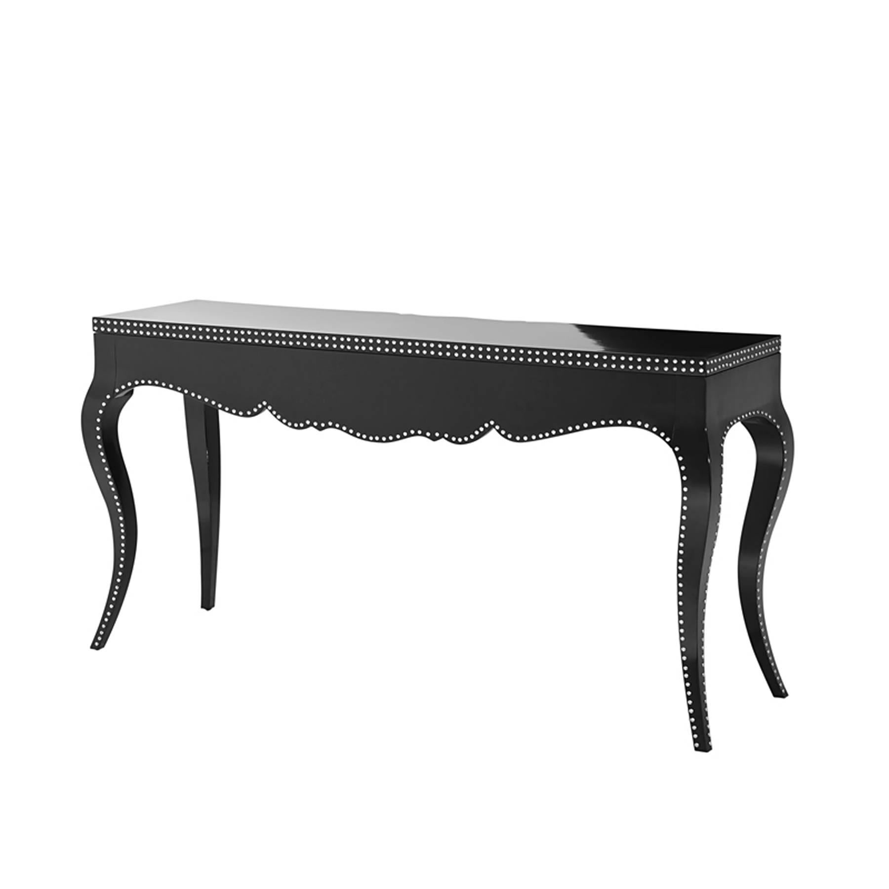 Indonesian Talia Console Table in Black Lacquered Mahogany Wood