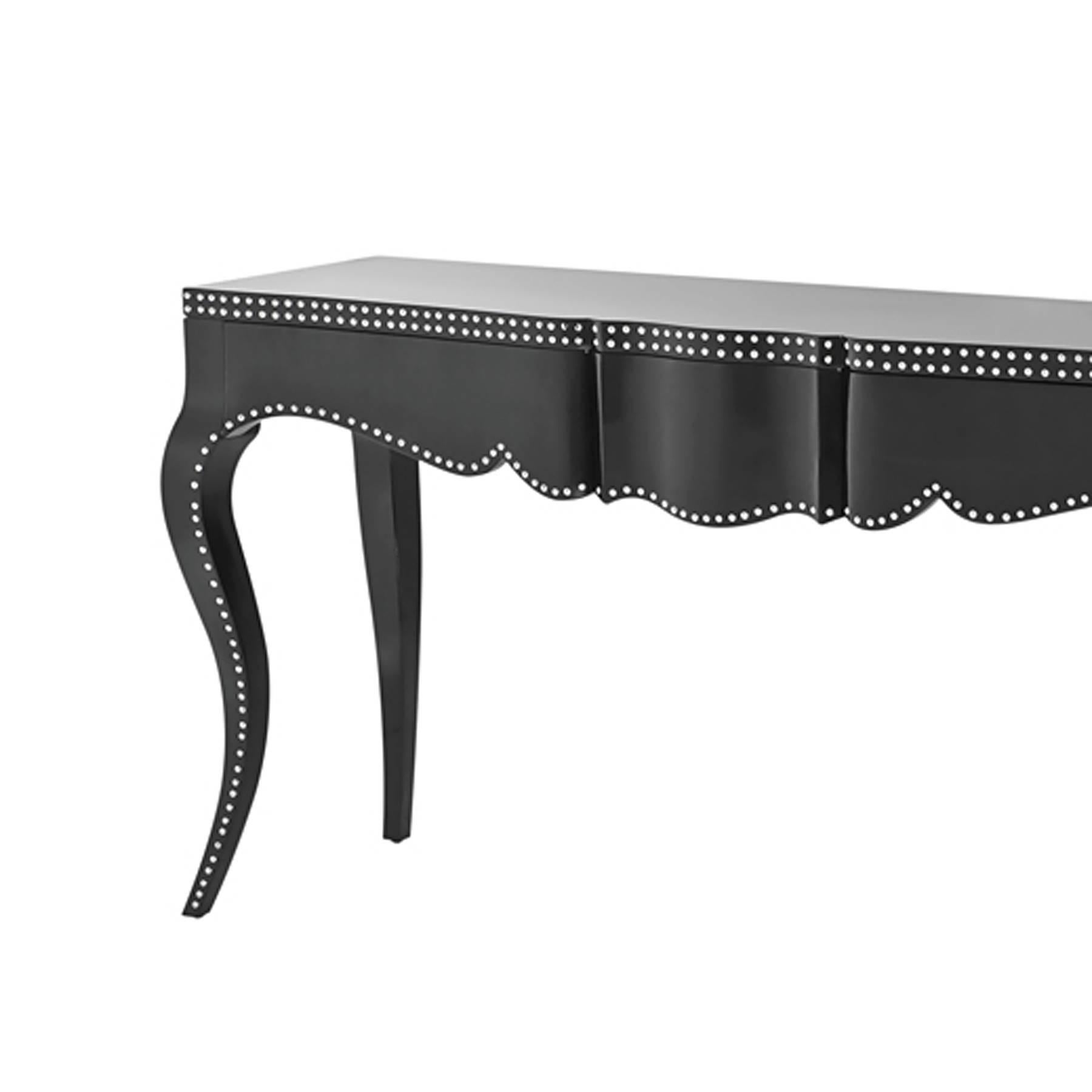 Talia Console Table in Black Lacquered Mahogany Wood In Excellent Condition In Paris, FR