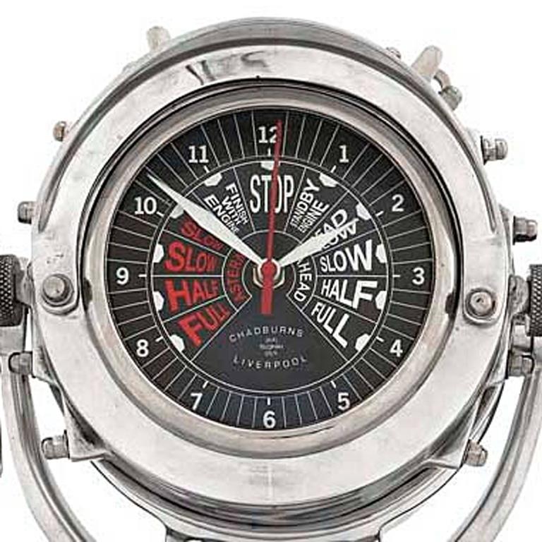 Navy Clock in Polished Aluminium Brass and Steel at 1stDibs