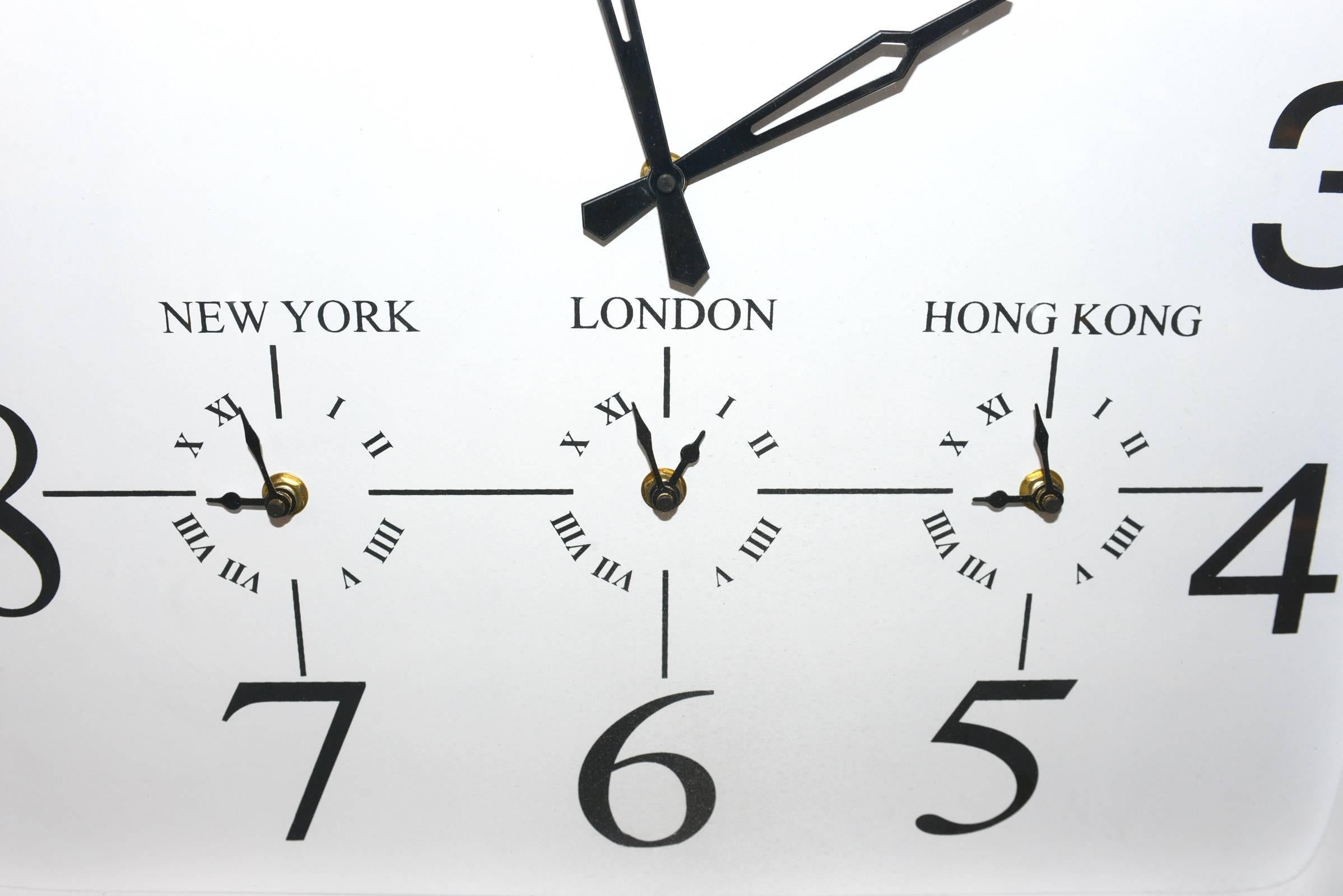 Dutch Square Wall Clock with Four Time Options
