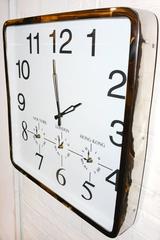 Square Wall Clock with Four Time Options