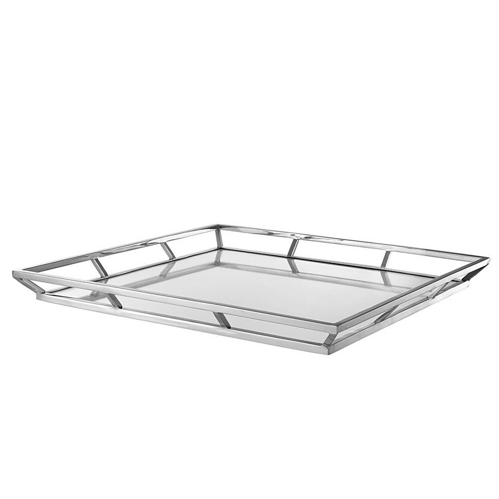 Classic Tray with Mirror Glass and Nickel Finish