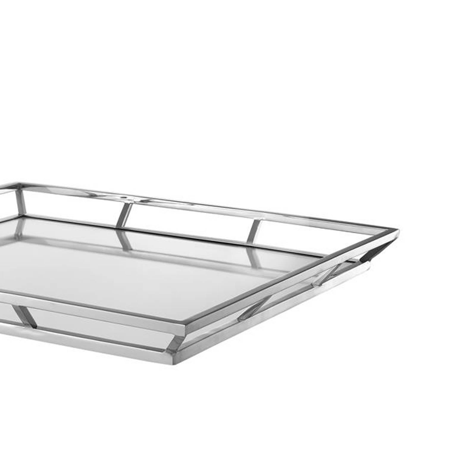 Dutch Classic Tray with Mirror Glass and Nickel Finish