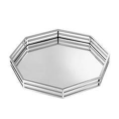 Octogon Tray in Nickel Finish and Mirror Glass